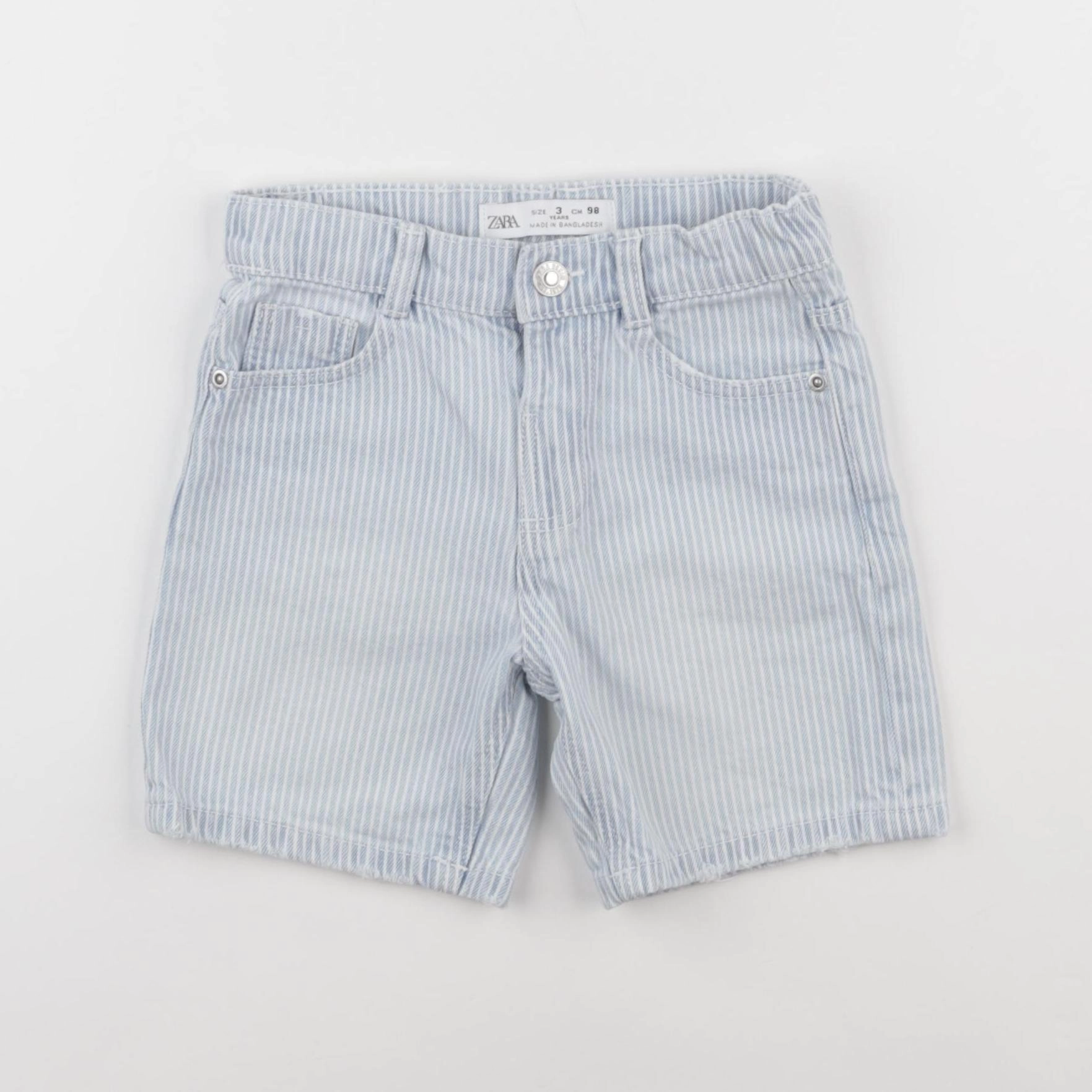 Zara - short bleu, blanc - 3 ans