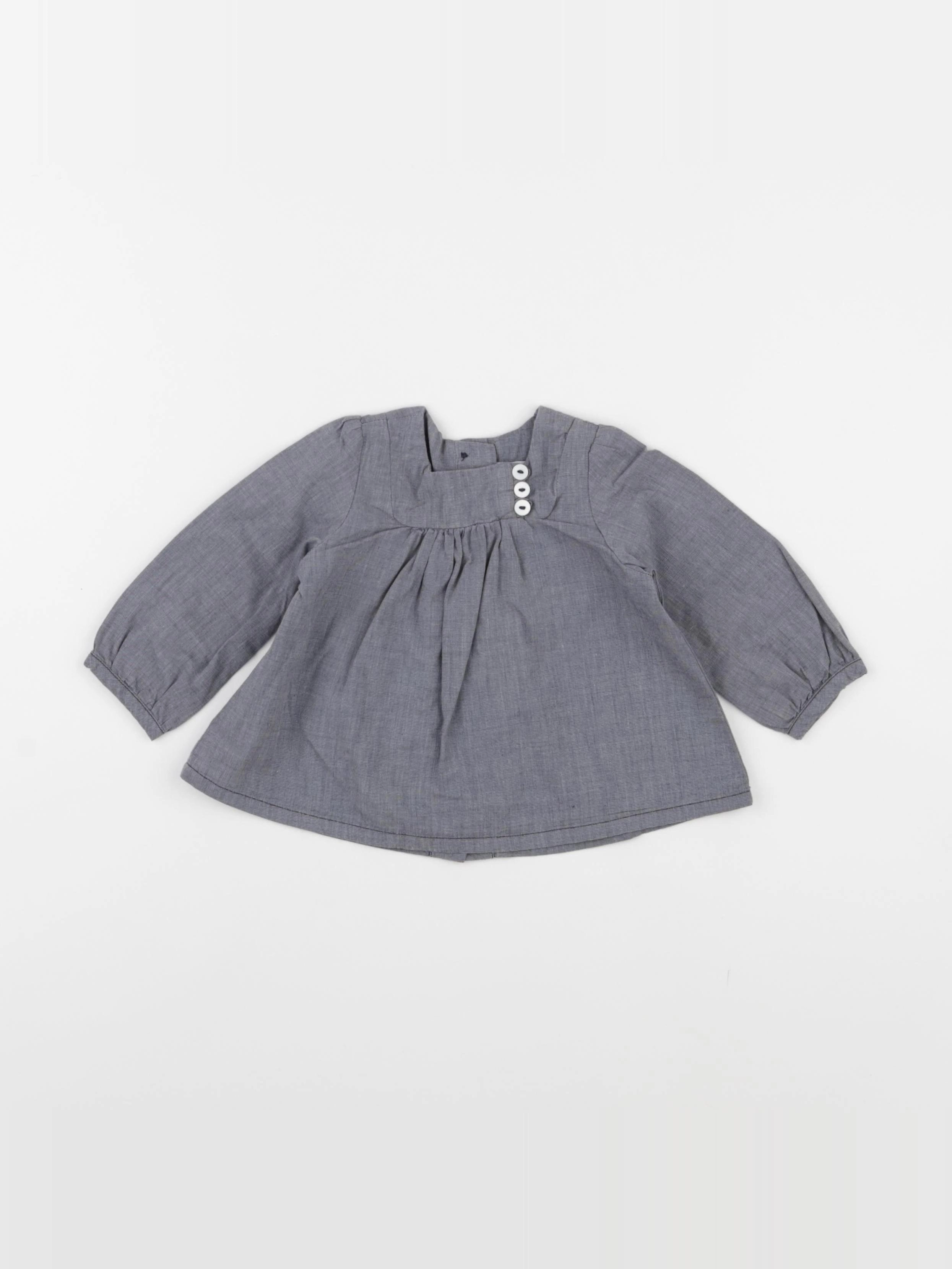 Petit Bateau - blouse bleu - 6 mois