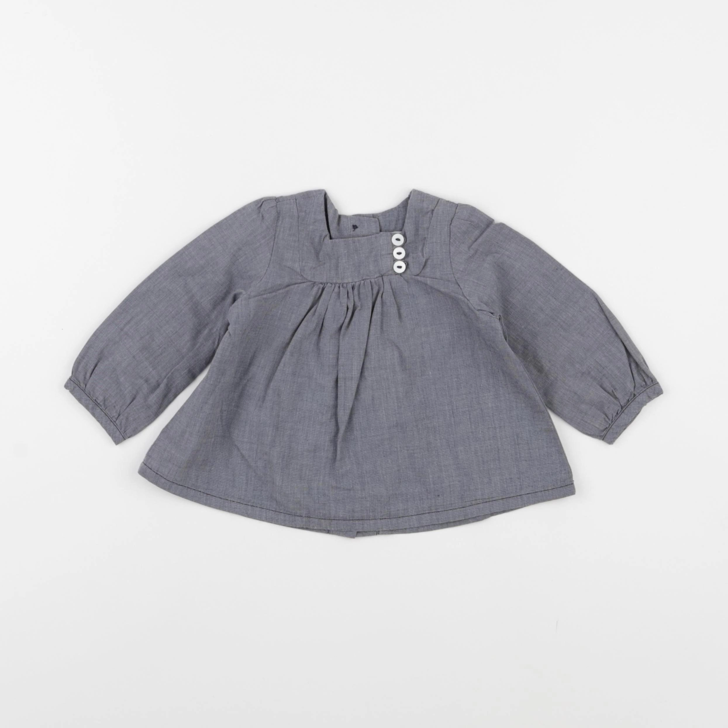 Petit Bateau - blouse bleu - 6 mois