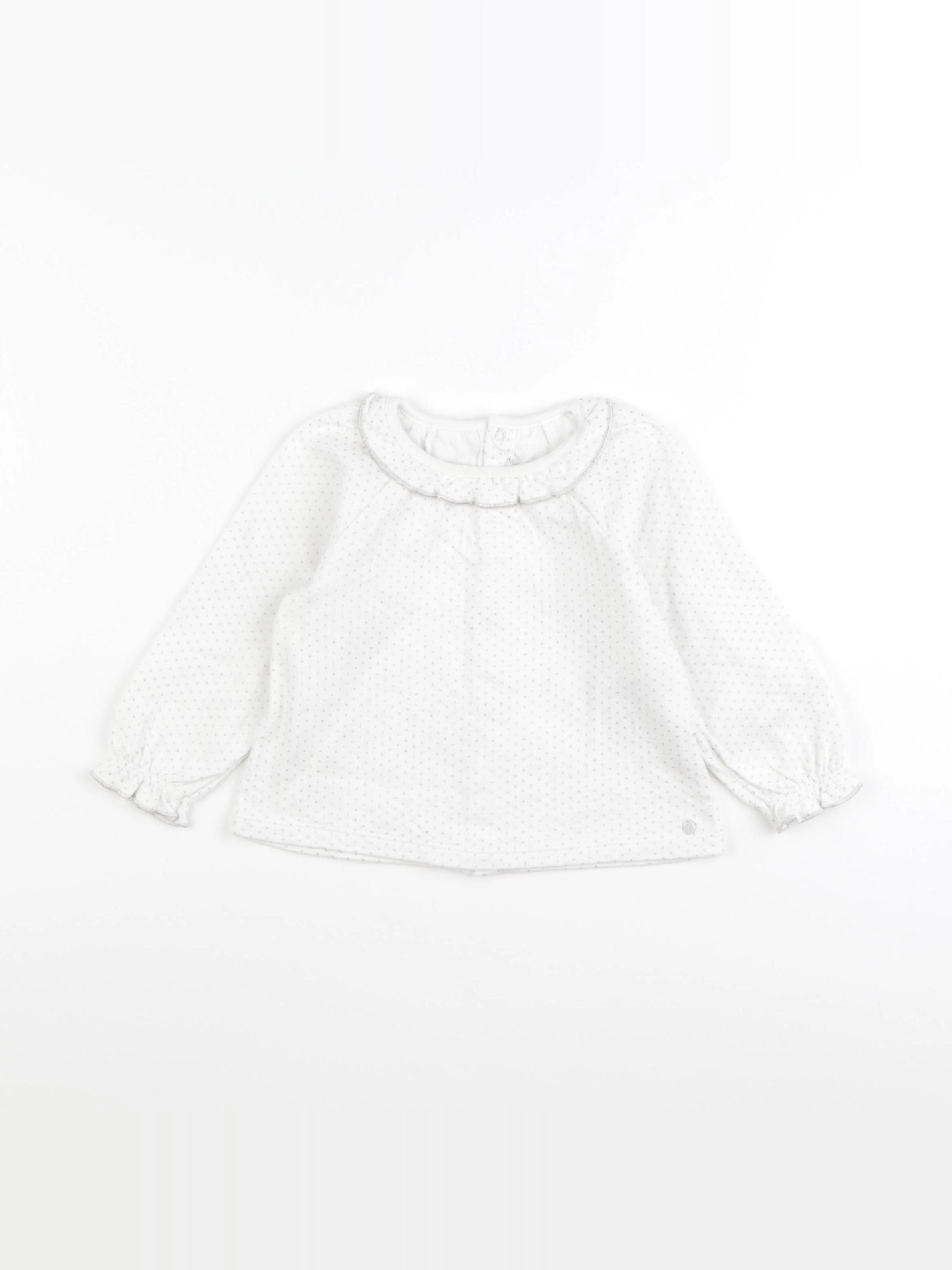 Petit Bateau - tee-shirt blanc, argent - 18 mois
