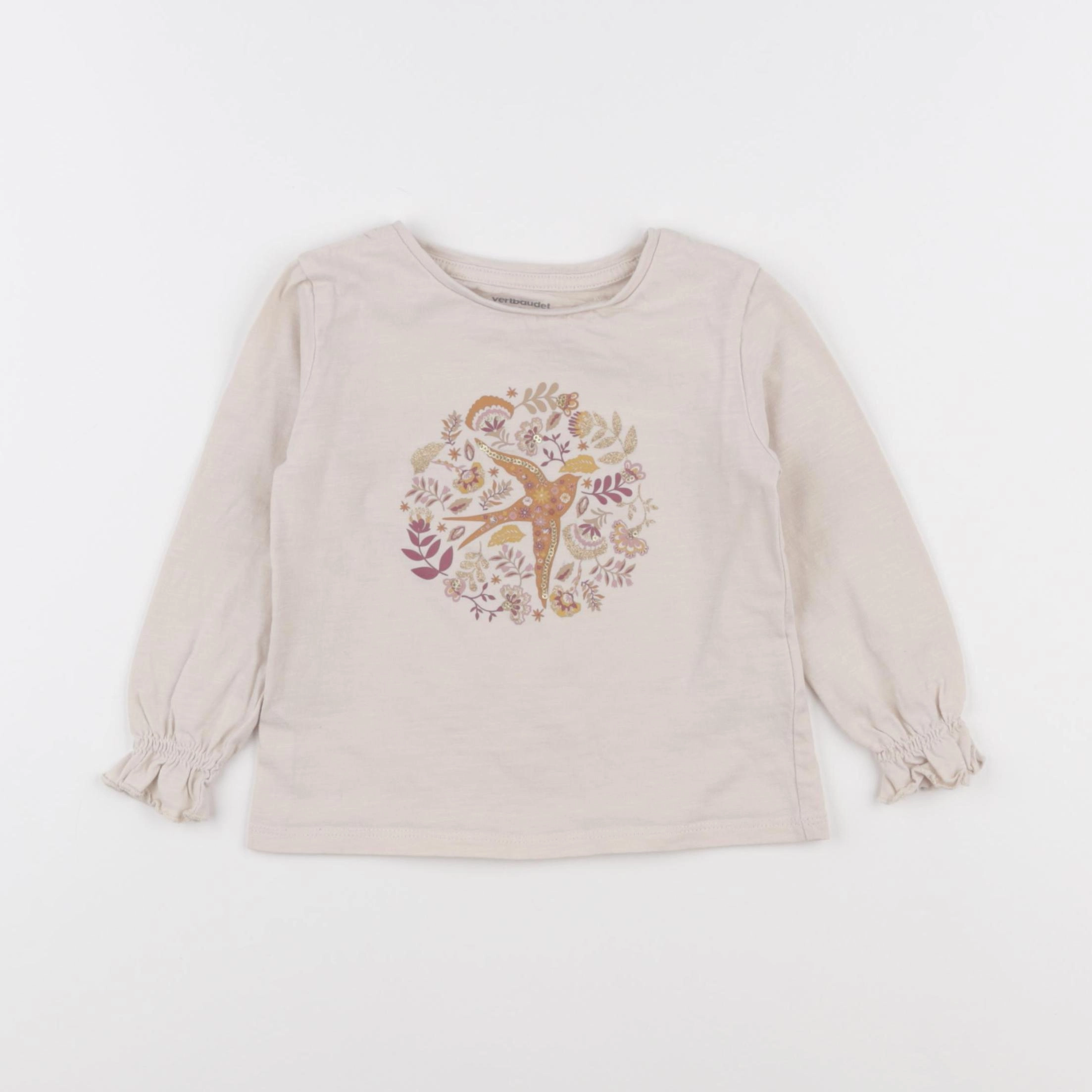 Vertbaudet - tee-shirt beige - 2 ans