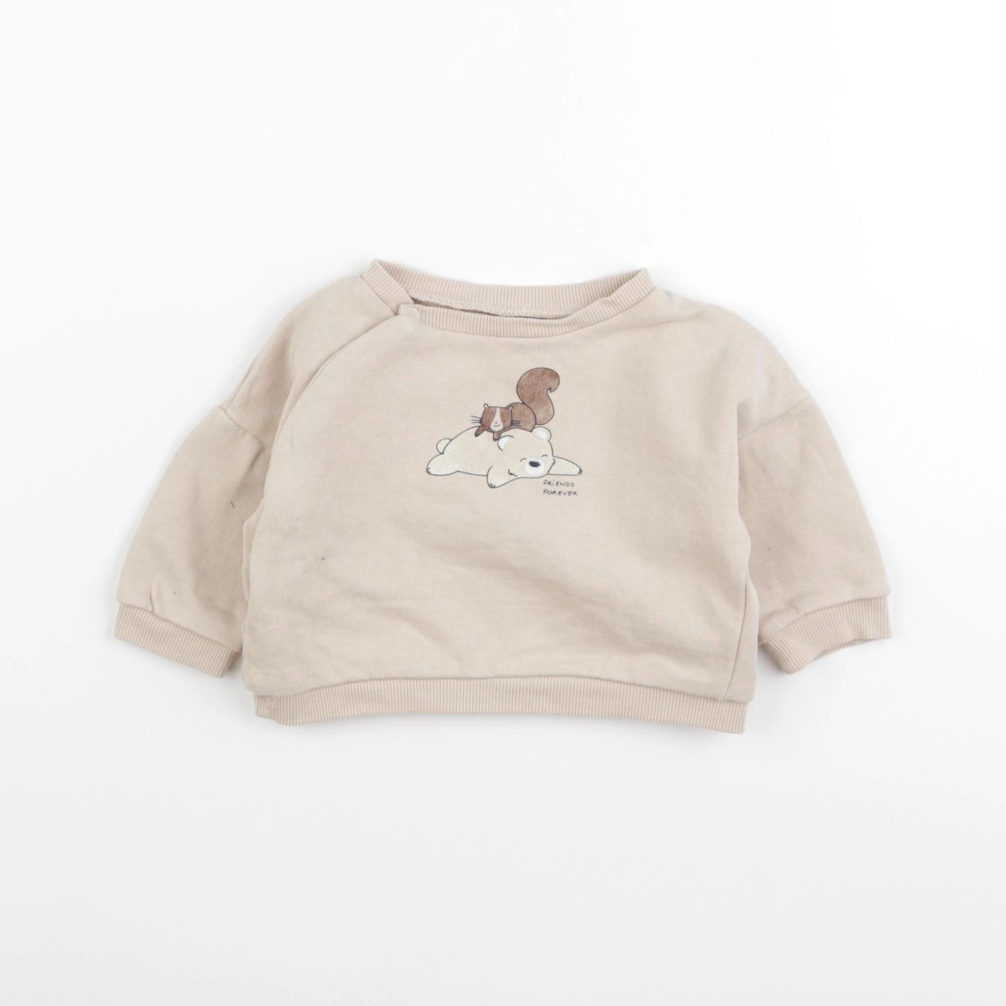 Vertbaudet - sweat beige - 6 mois
