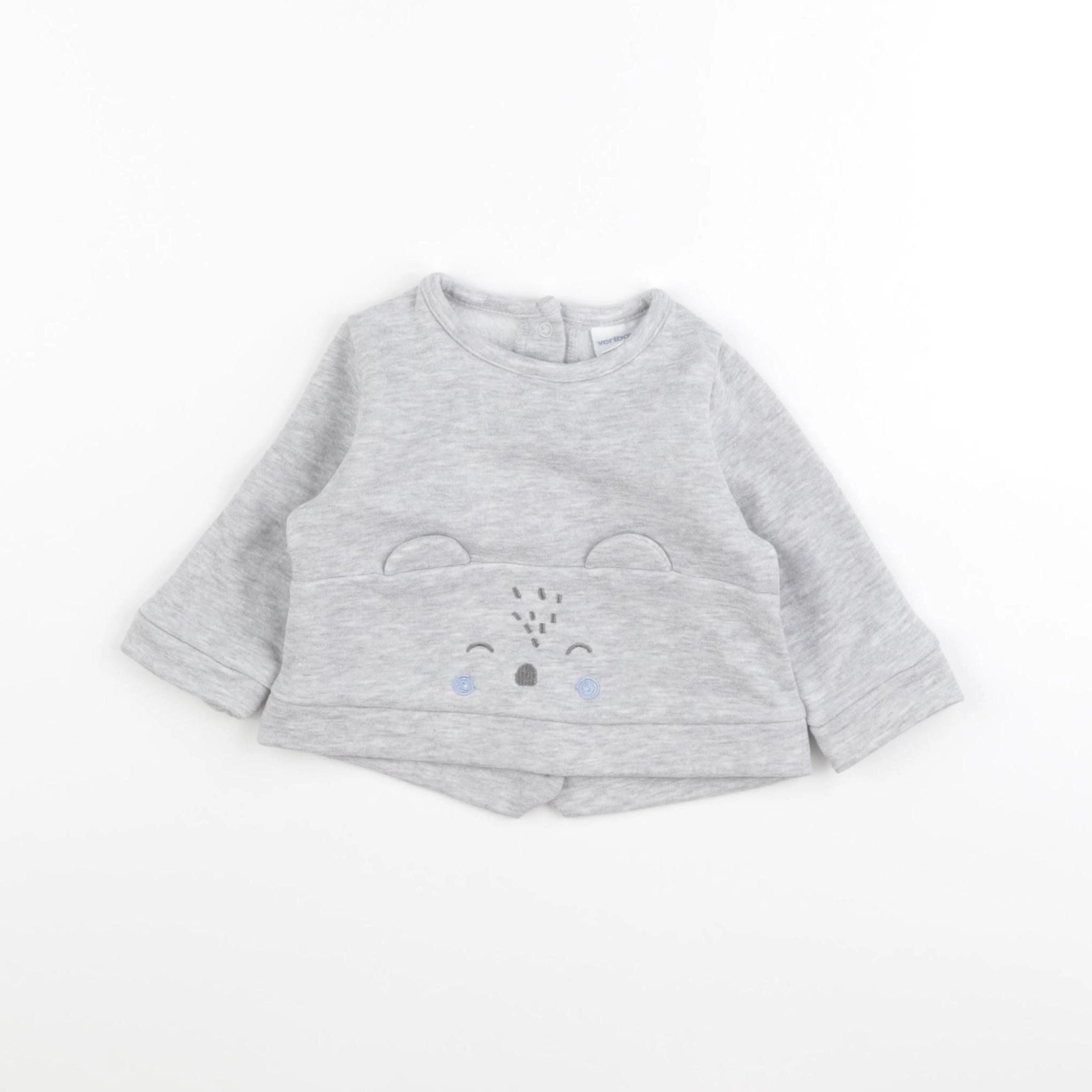 Vertbaudet - sweat gris - 6 mois