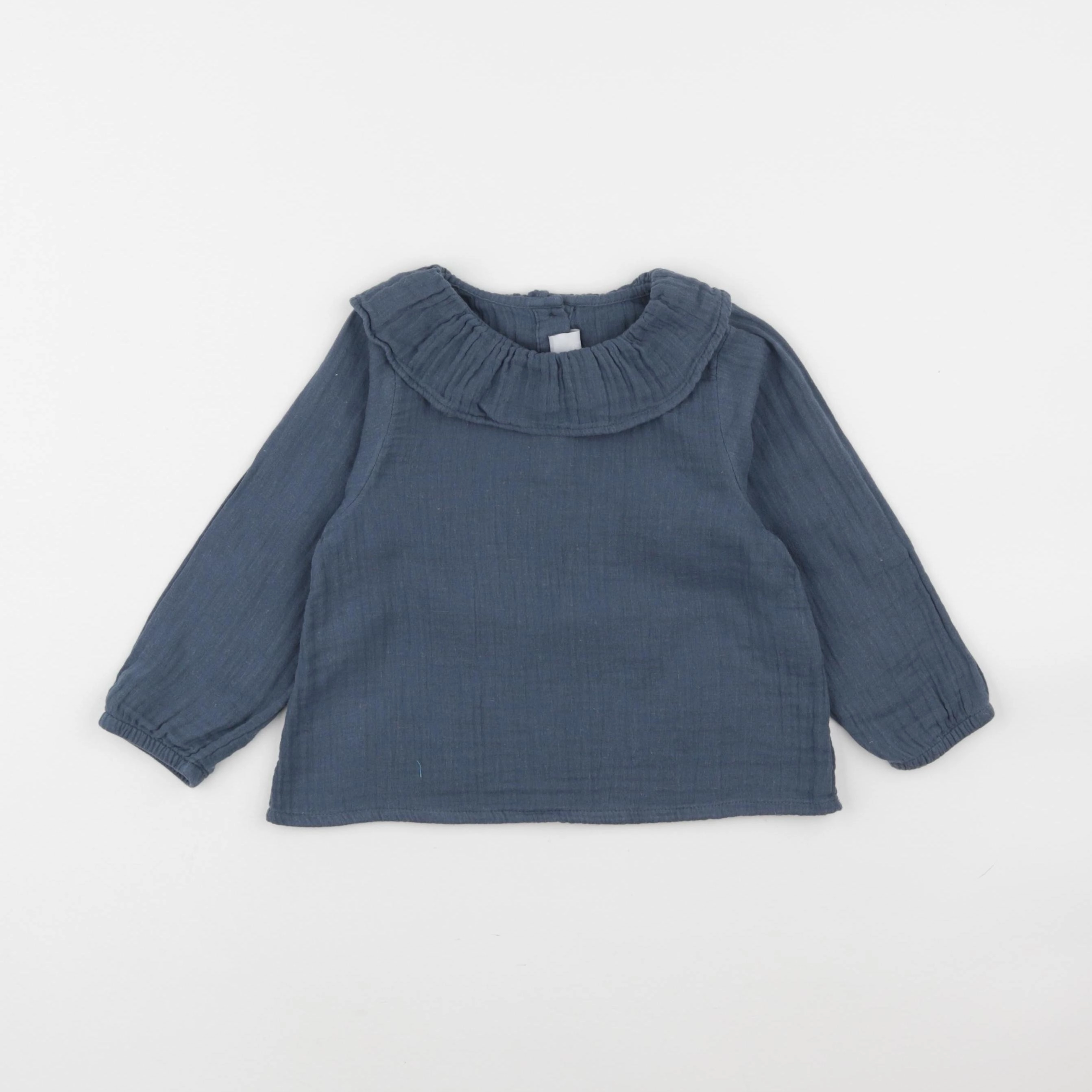 Petit Bateau - blouse bleu - 24 mois