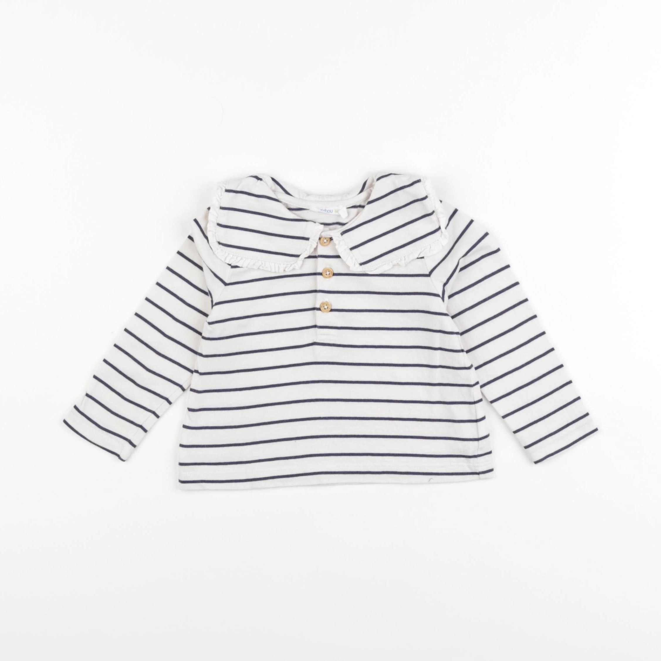 Boutchou - tee-shirt beige, bleu - 9 mois