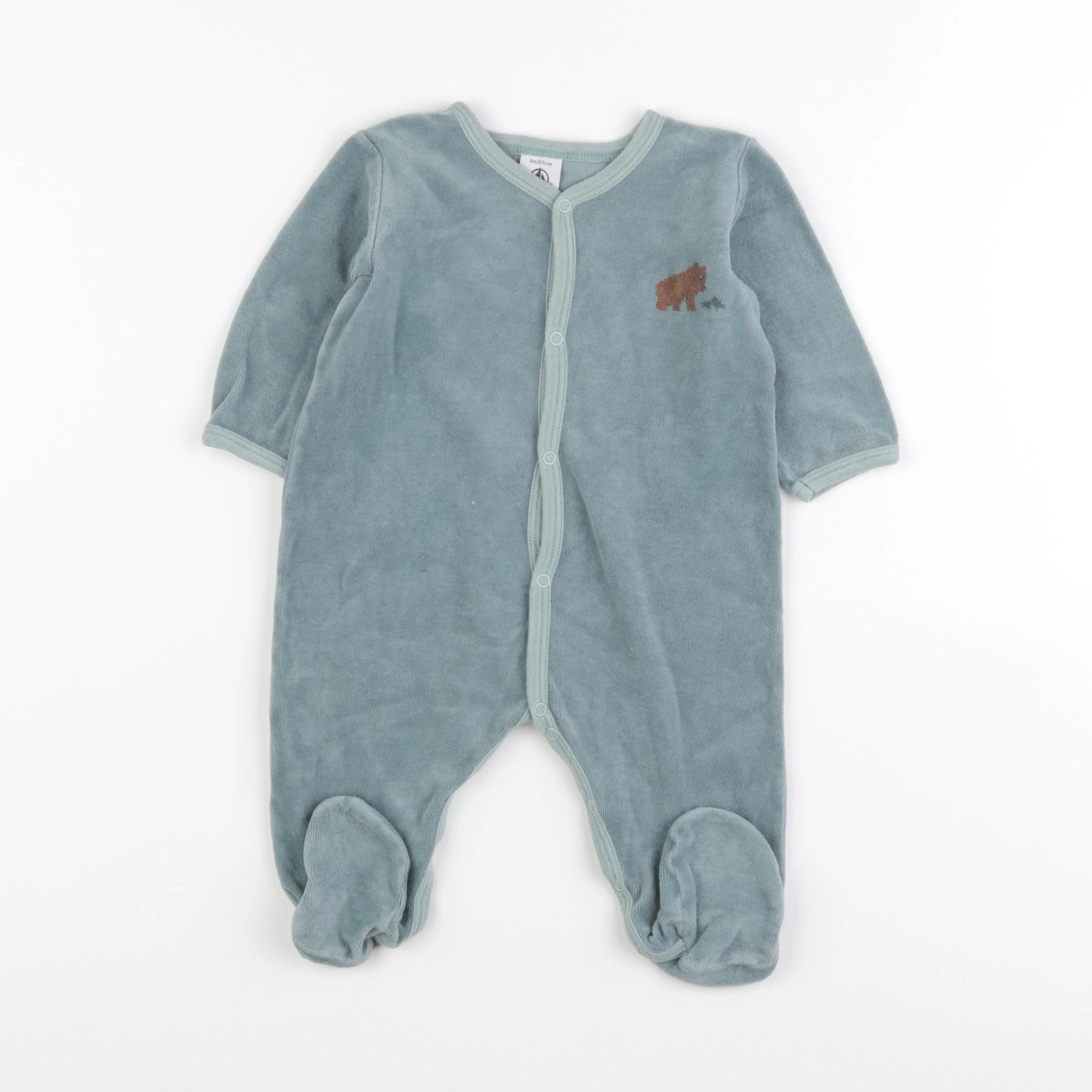Petit Bateau - pyjama velours vert - 6 mois