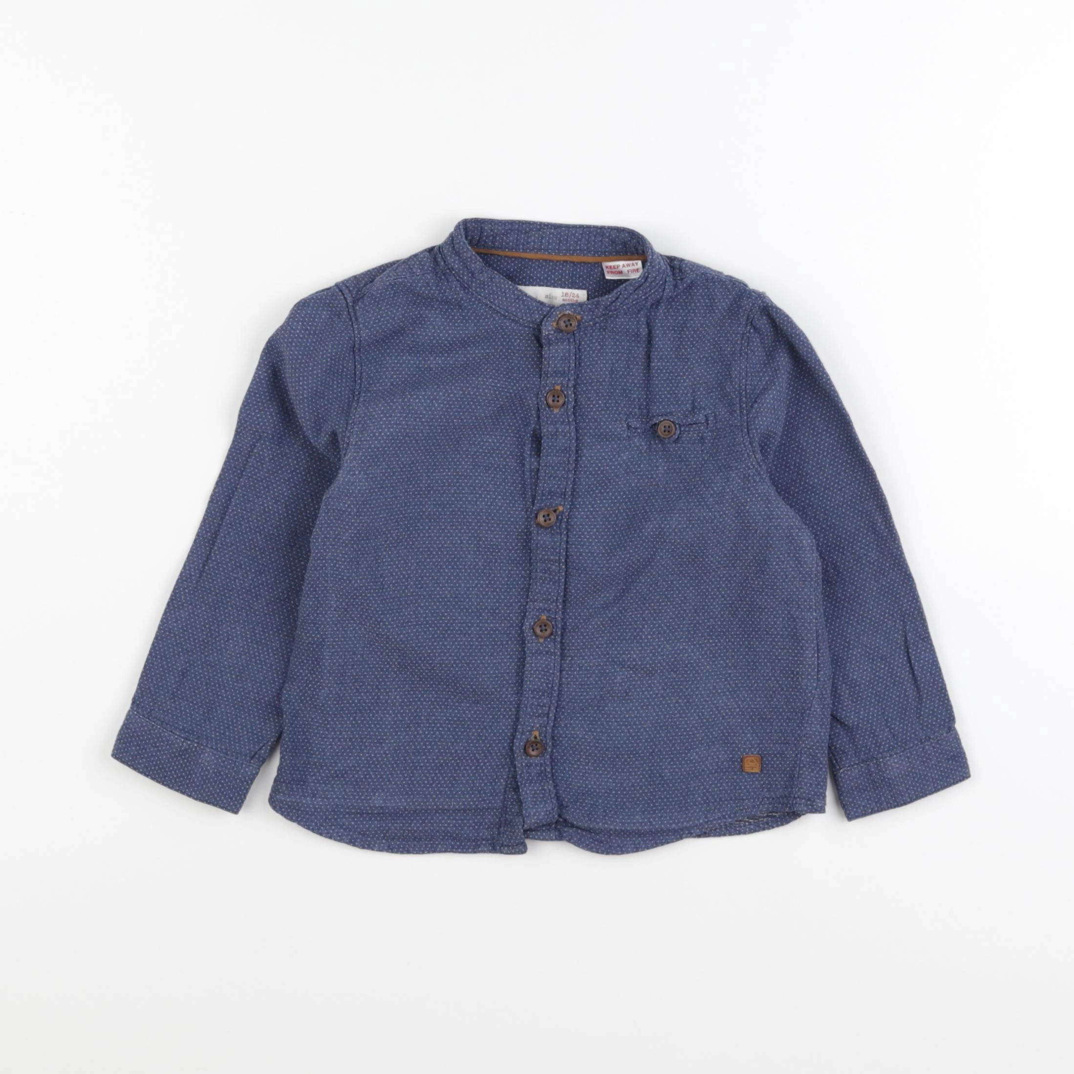 Zara - chemise bleu, blanc - 18/24 mois