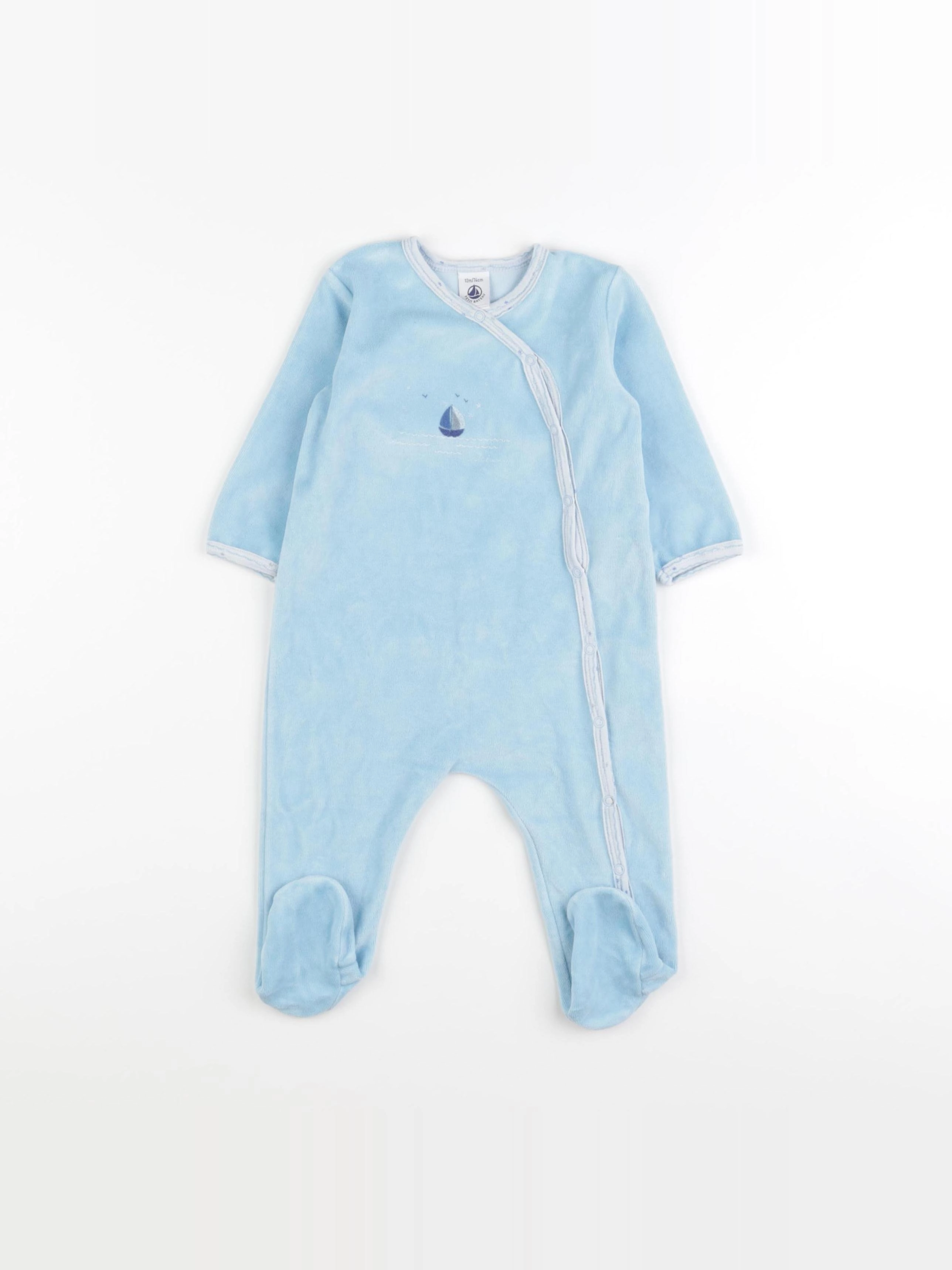 Petit Bateau - pyjama velours bleu - 12 mois