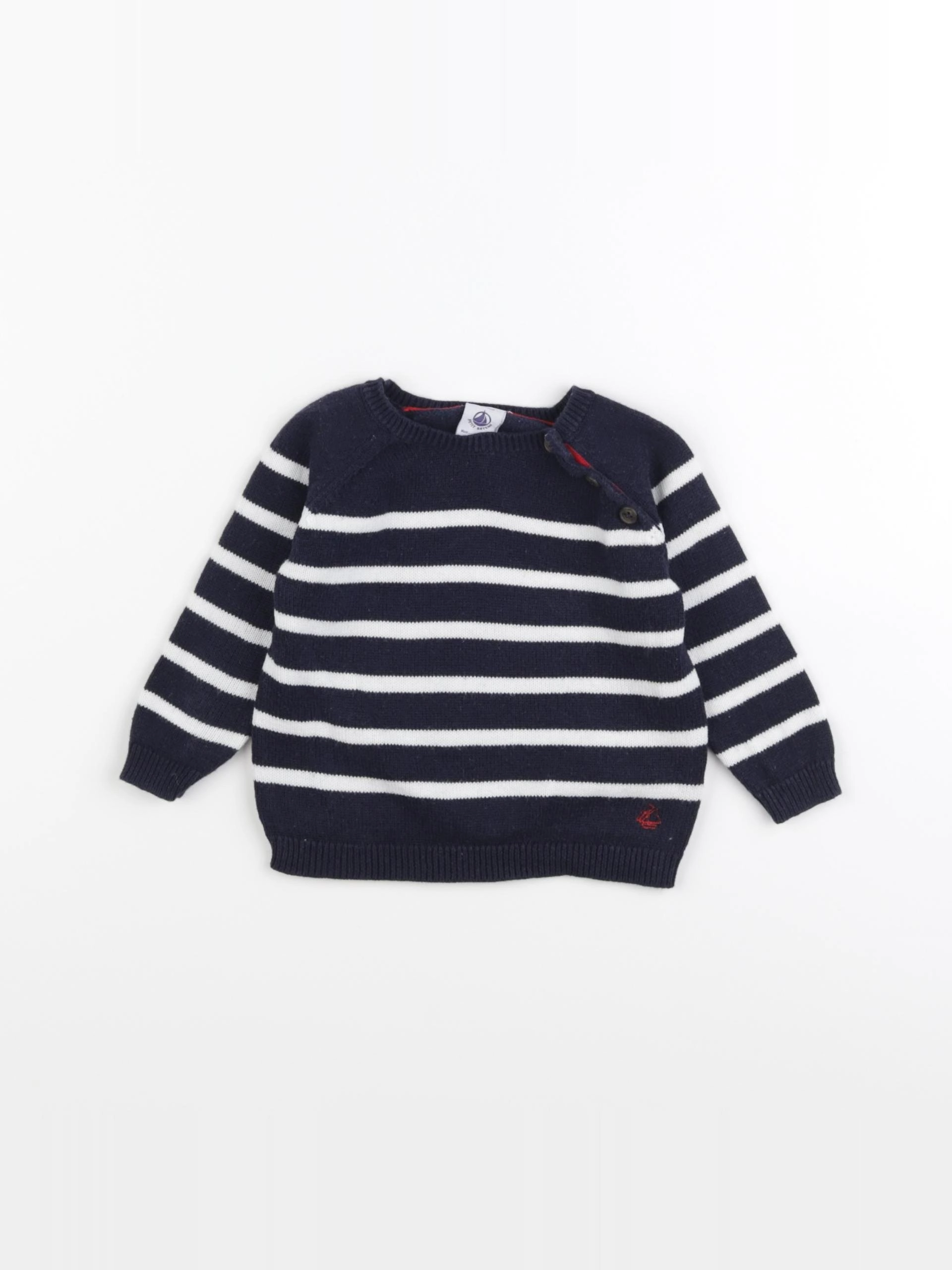 Petit Bateau - pull bleu, blanc - 6 mois