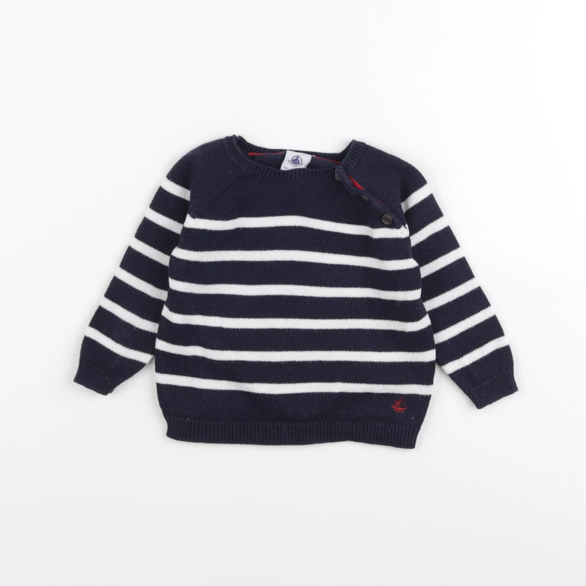 Petit Bateau - pull bleu, blanc - 6 mois
