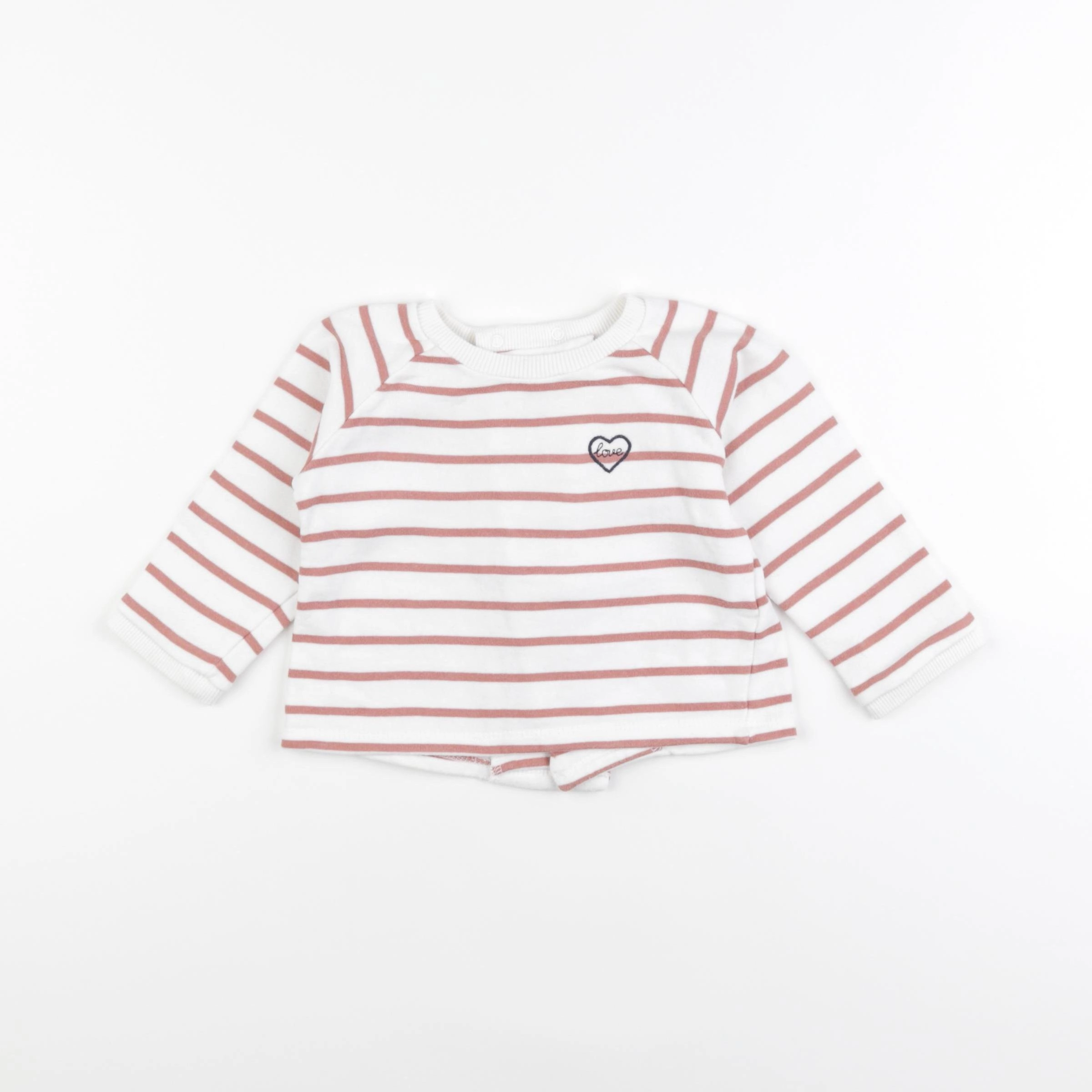 Boutchou - sweat blanc, rose - 12 mois