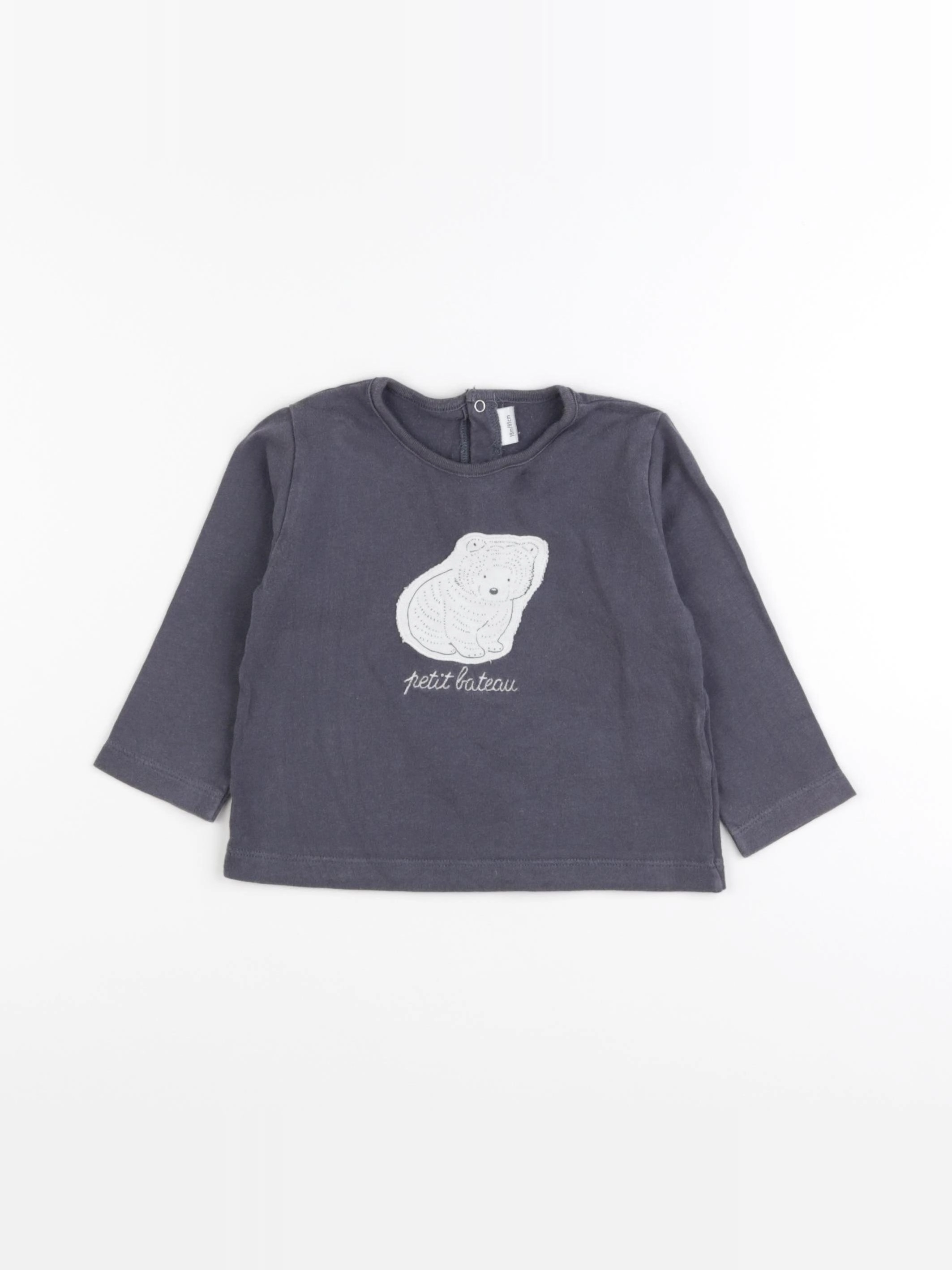 Petit Bateau - tee-shirt gris - 18 mois