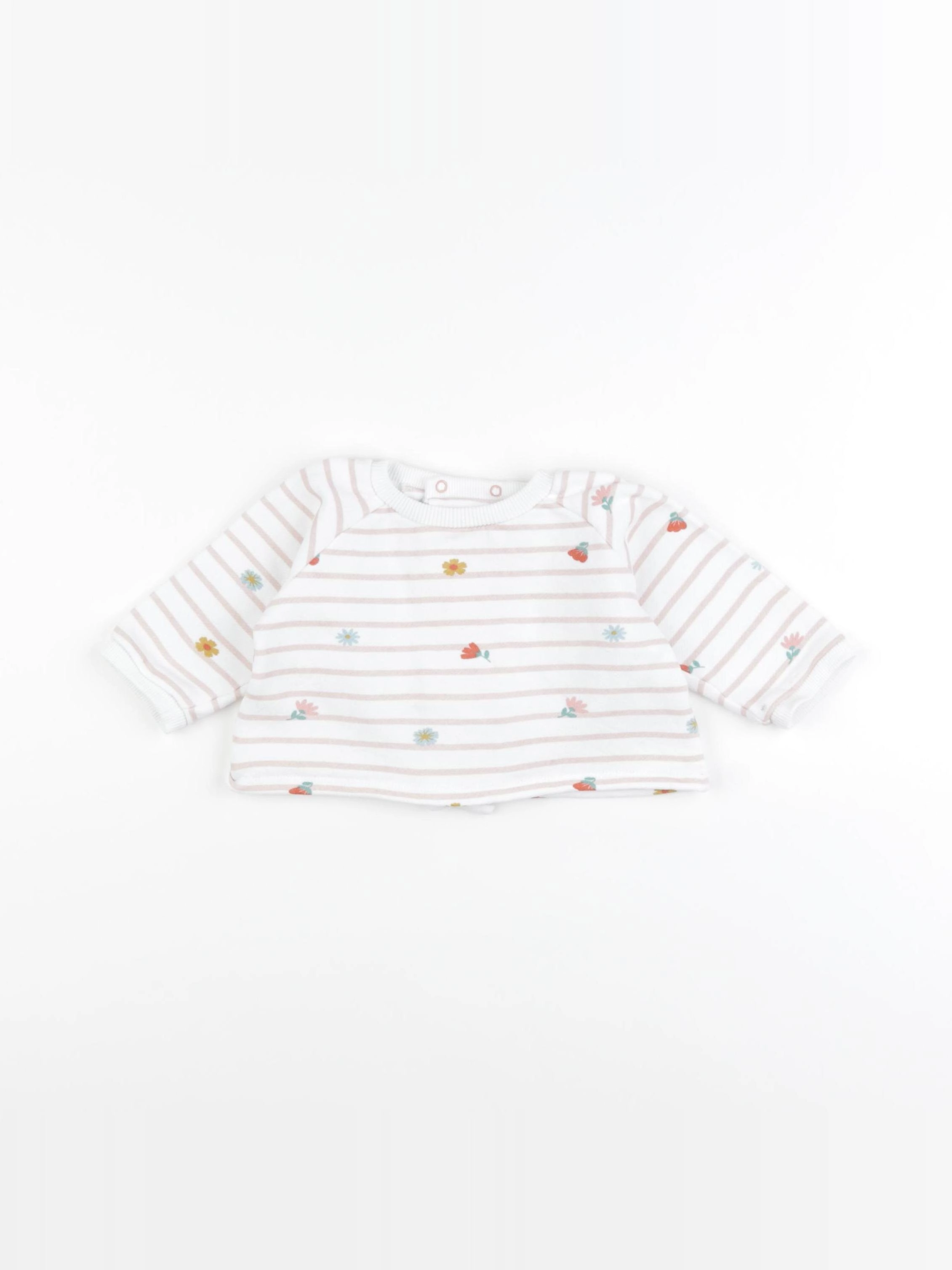 Boutchou - sweat blanc, rose - 6 mois