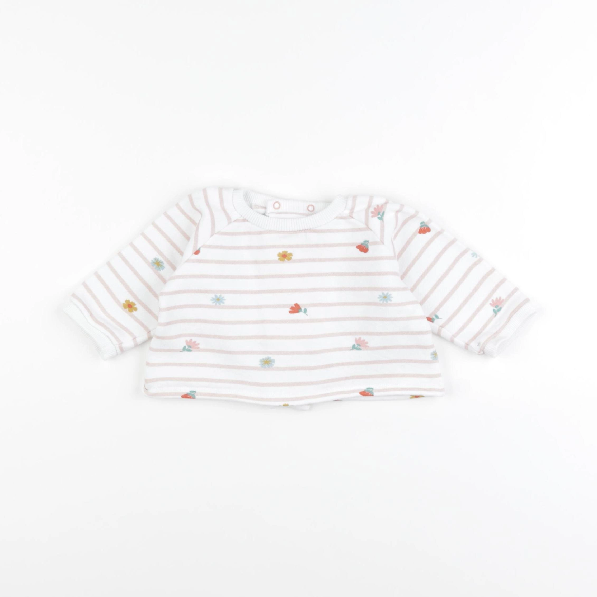 Boutchou - sweat blanc, rose - 6 mois