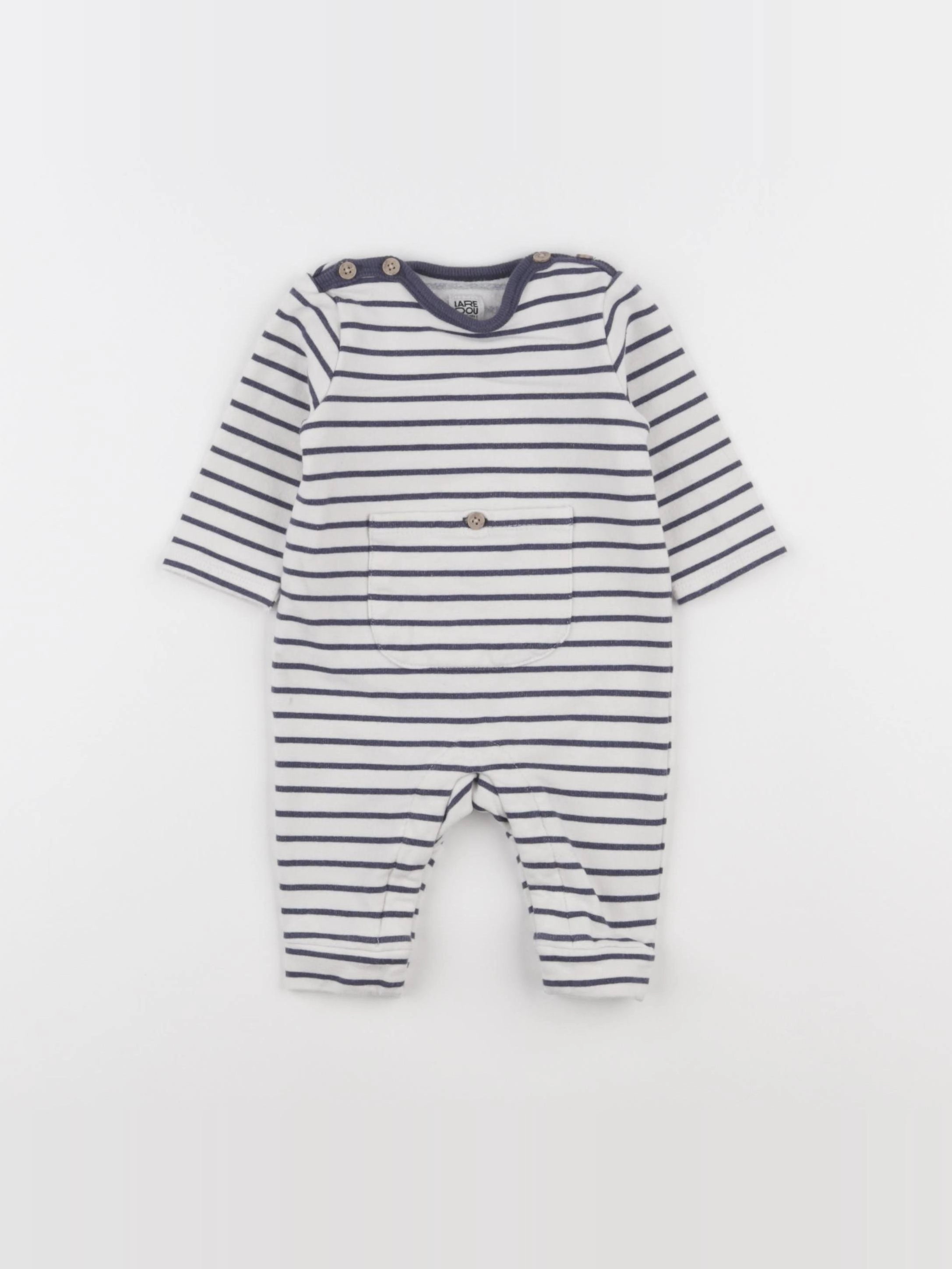 La Redoute - pyjama coton blanc, bleu - 3 mois