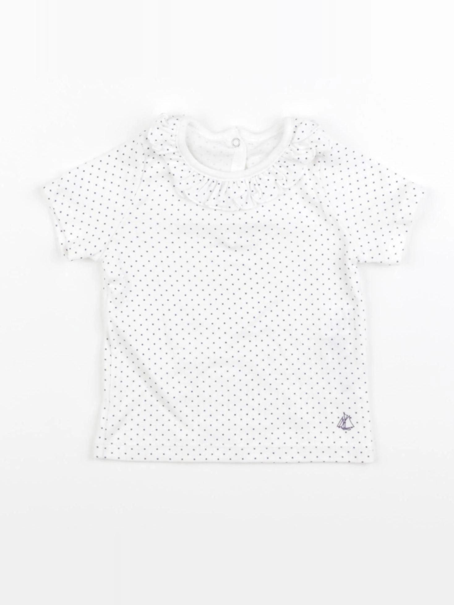 Petit Bateau - tee-shirt blanc, violet - 12 mois