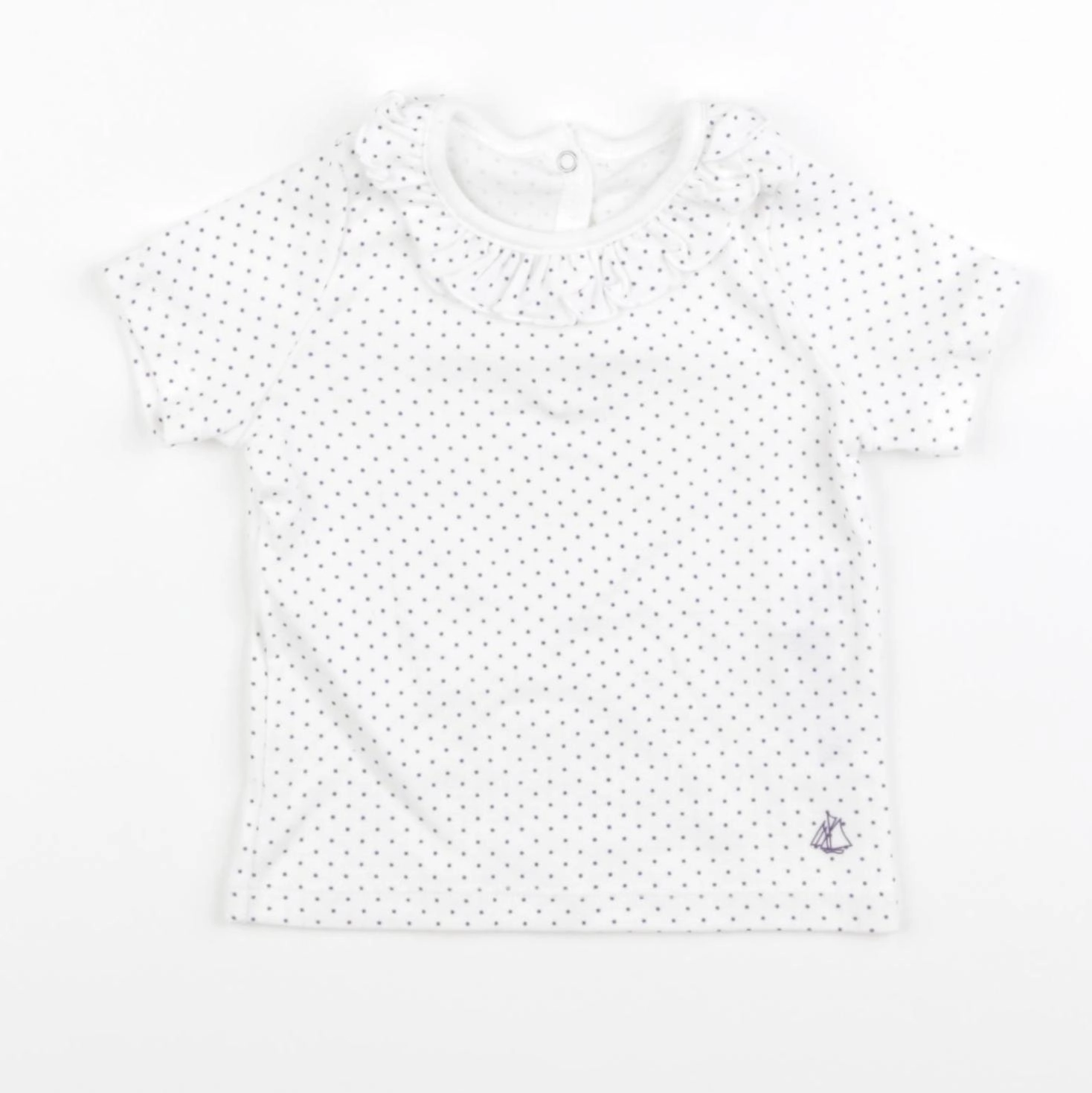 Petit Bateau - tee-shirt blanc, violet - 12 mois