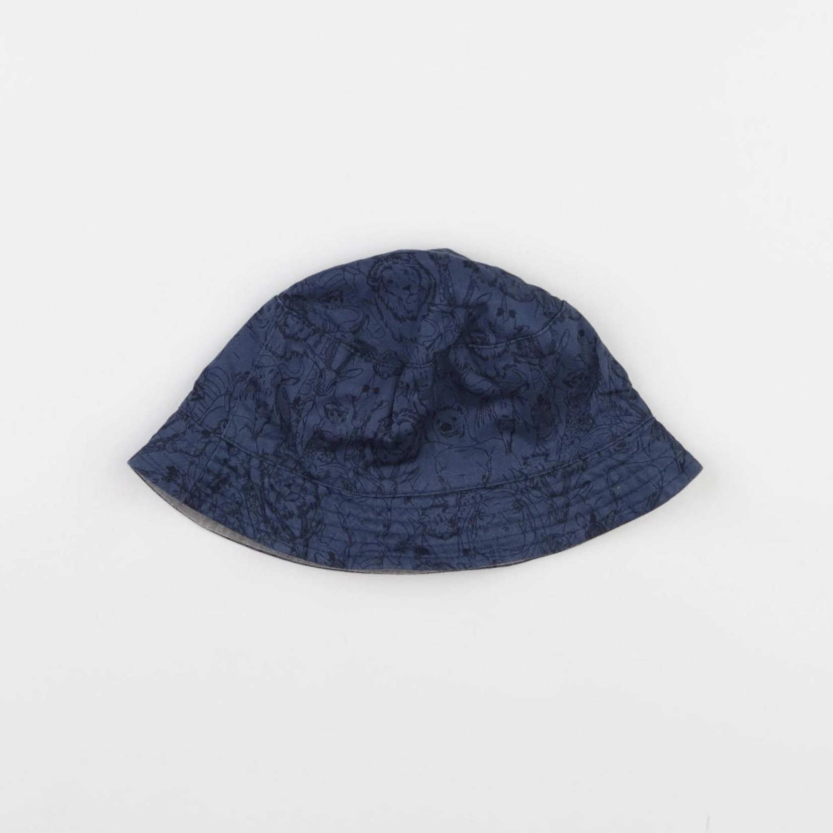 Vertbaudet - chapeau réversible bleu, gris - 4/6 ans