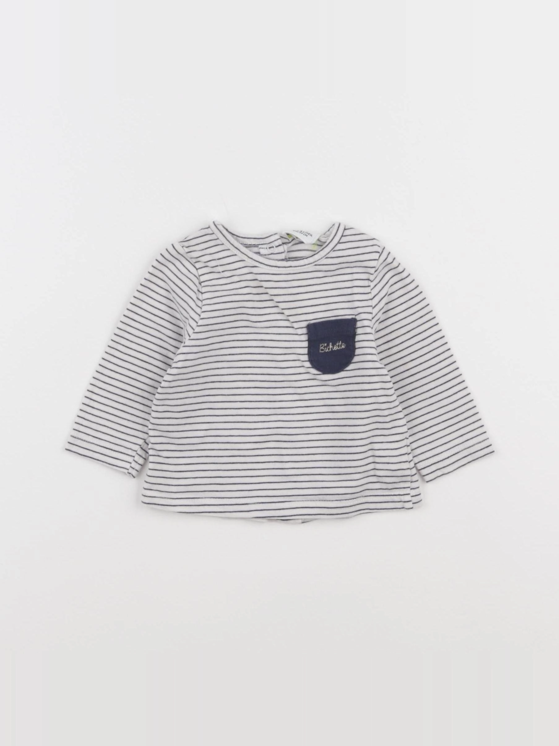 Tape à l'oeil - tee-shirt blanc, bleu - 3 mois