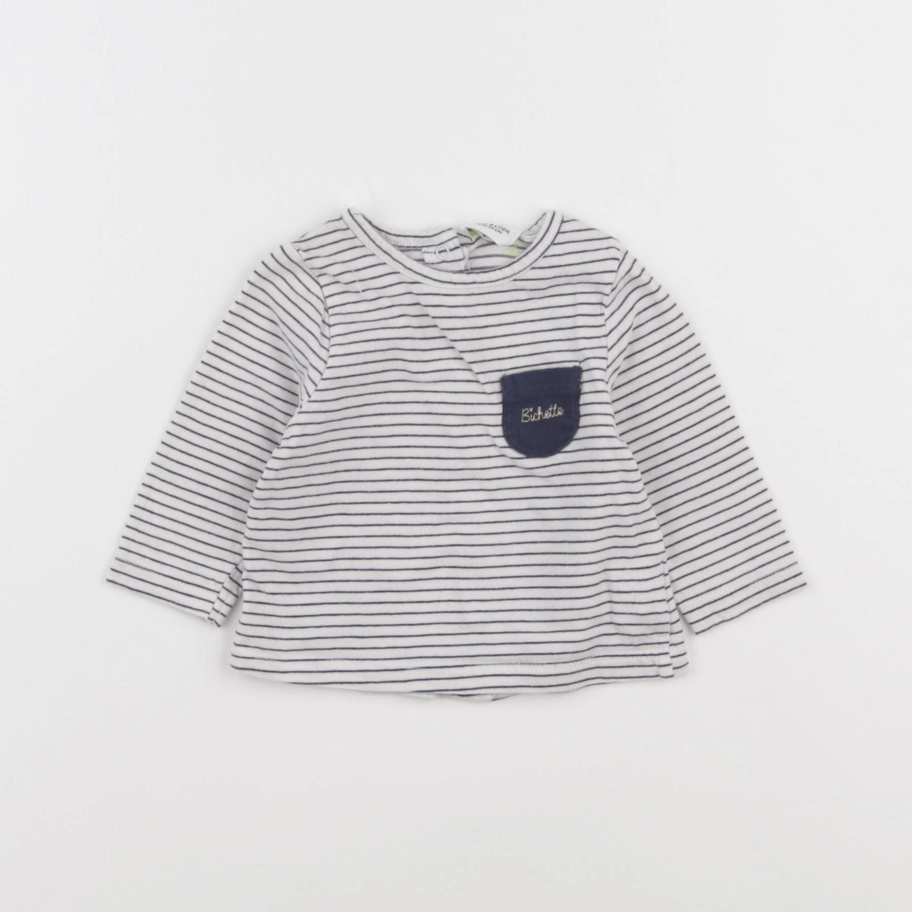 Tape à l'oeil - tee-shirt blanc, bleu - 3 mois