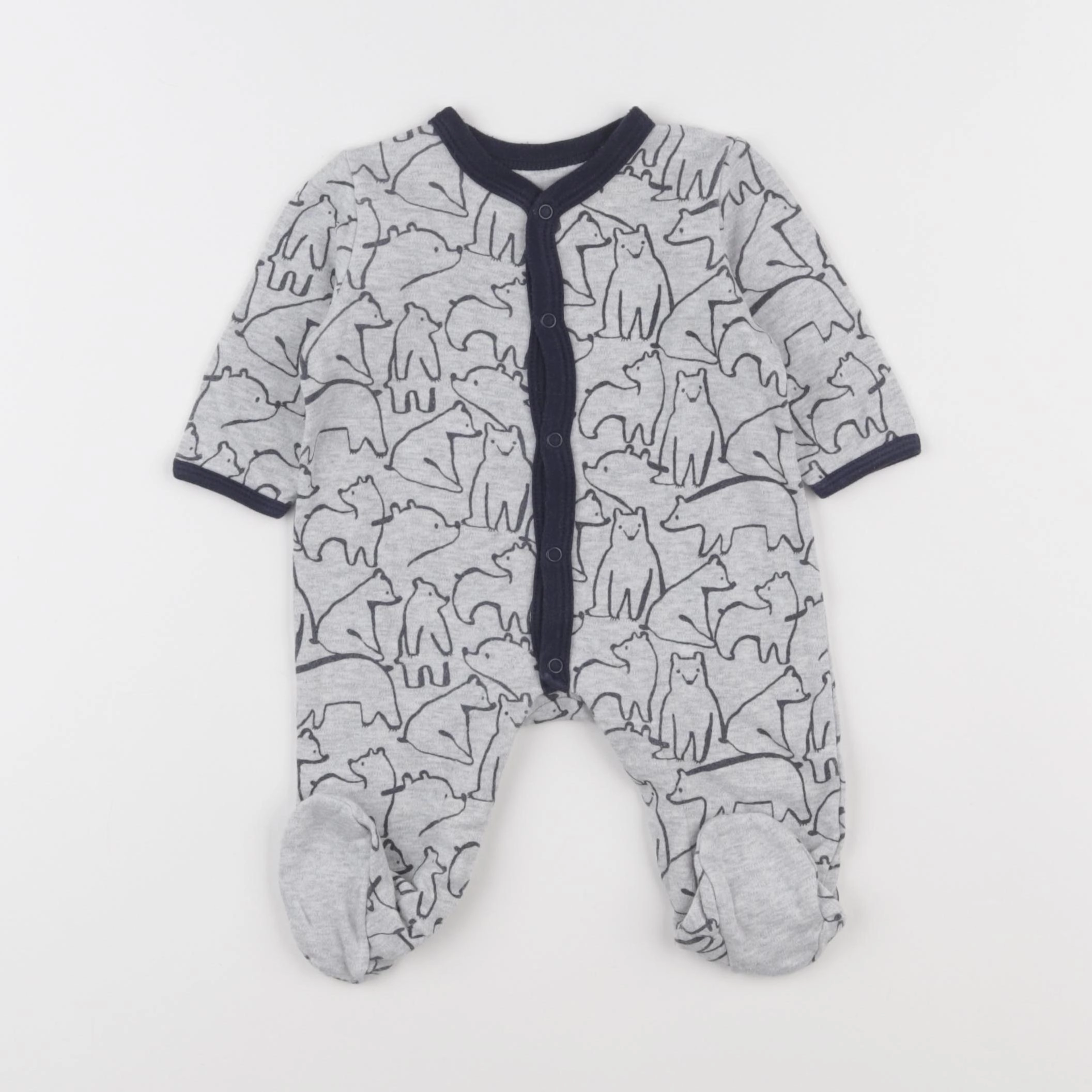 La Redoute - pyjama coton gris, bleu - 3 mois