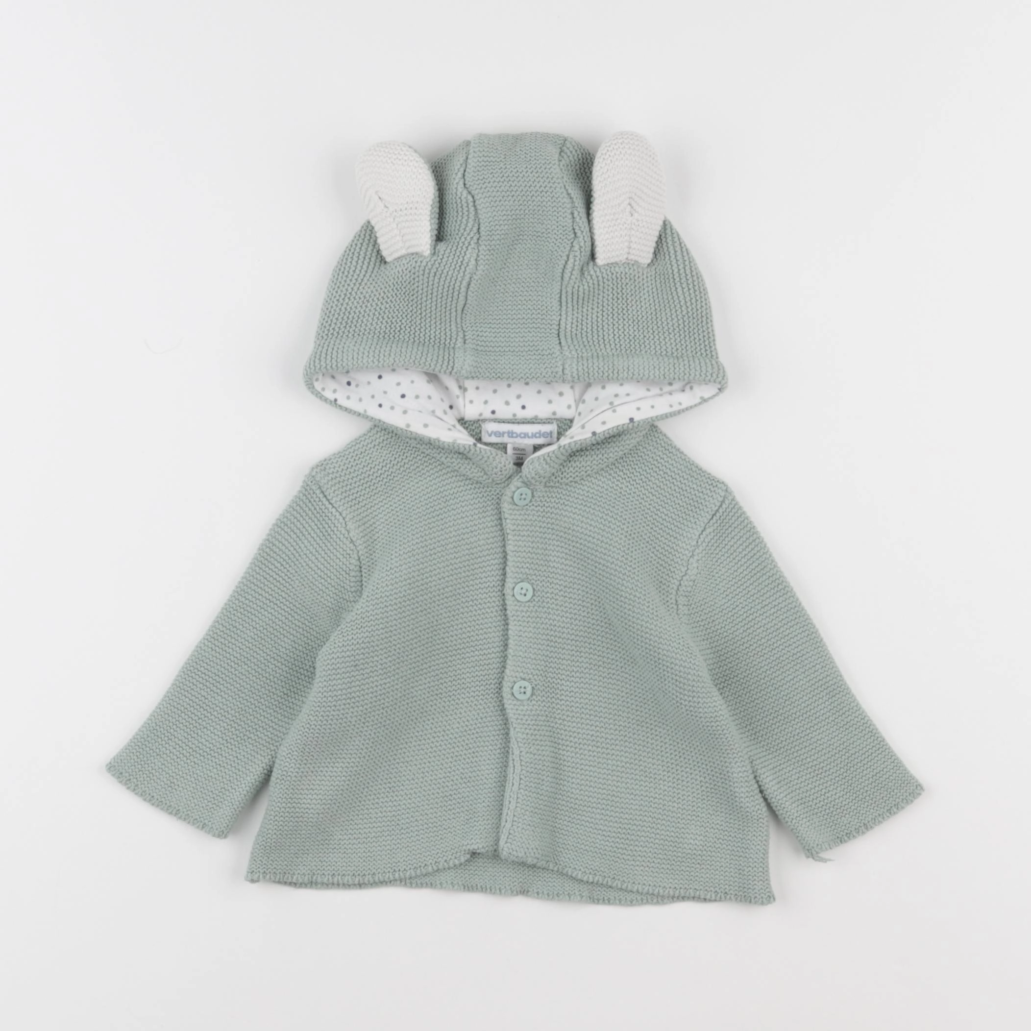 Vertbaudet - veste vert - 3 mois