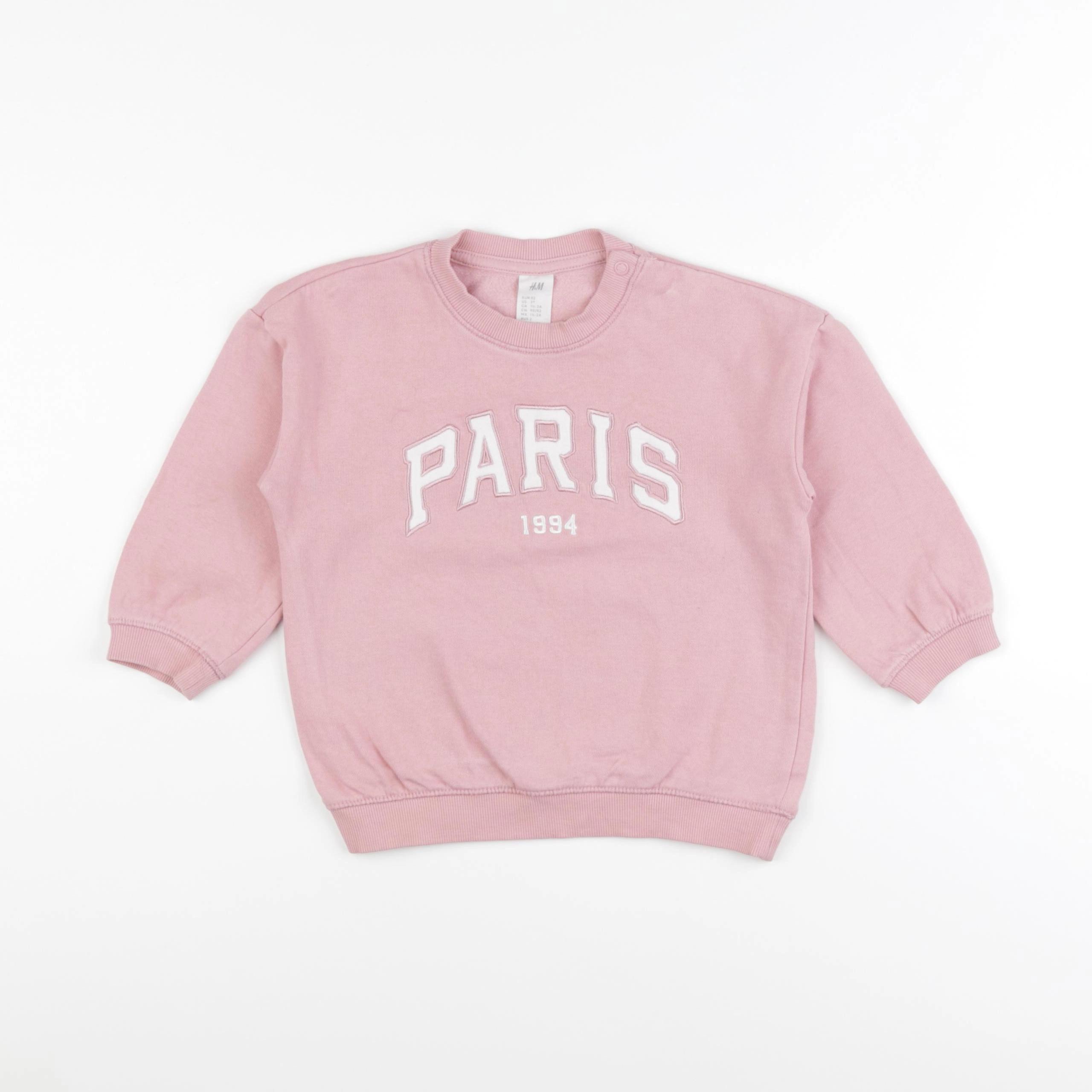H&M - sweat rose - 18/24 mois