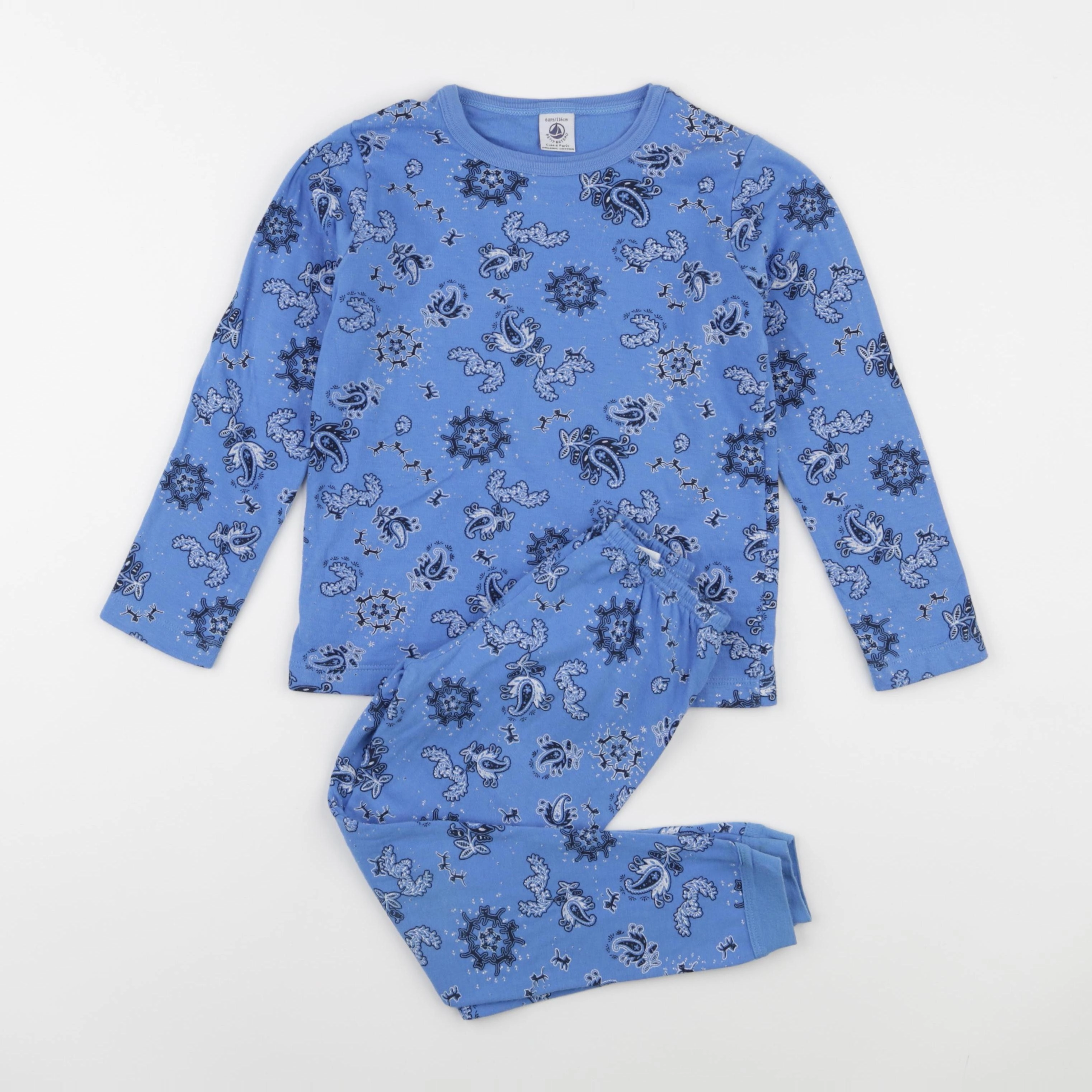 Petit Bateau - pyjama coton bleu - 6 ans