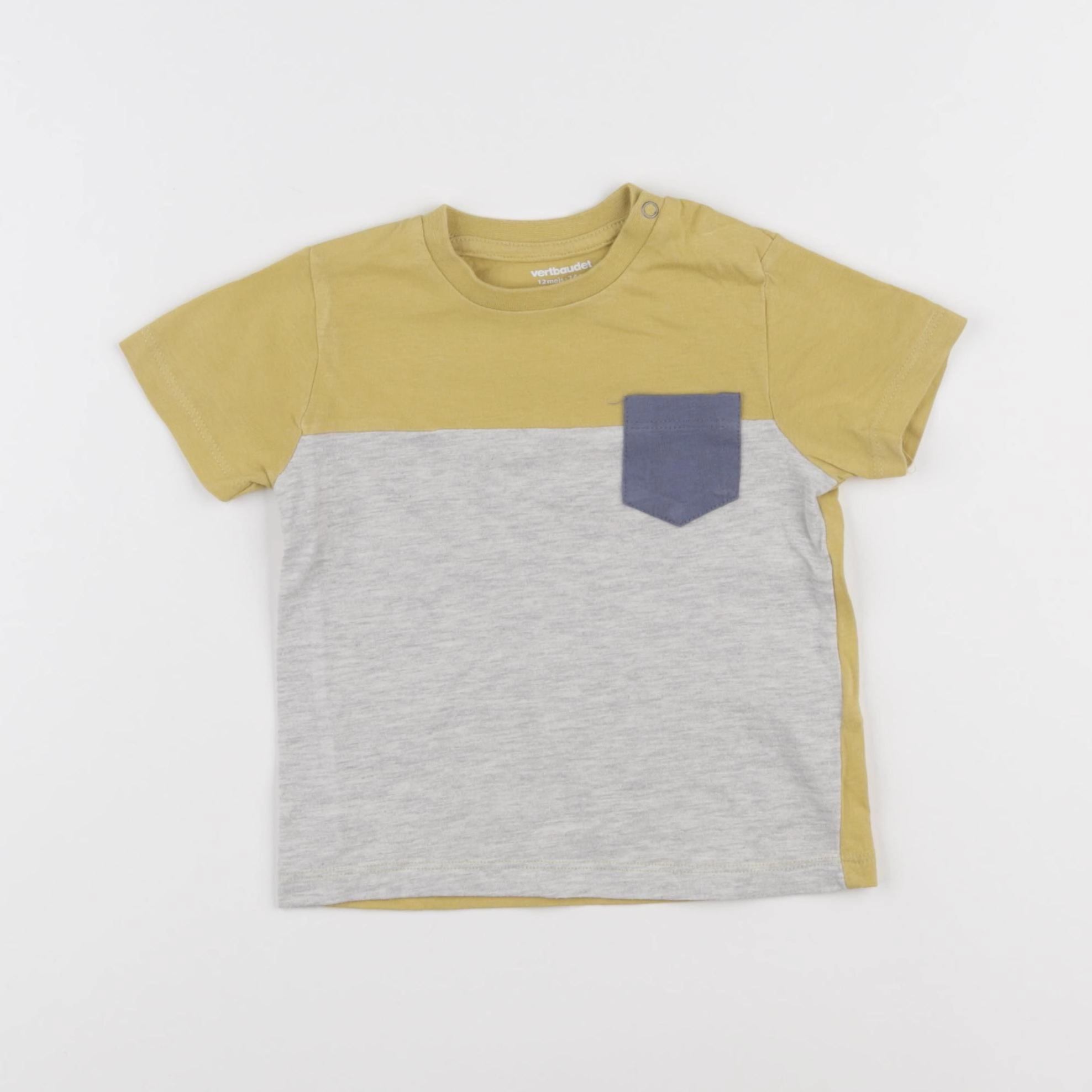 Vertbaudet - tee-shirt jaune, gris - 12 mois
