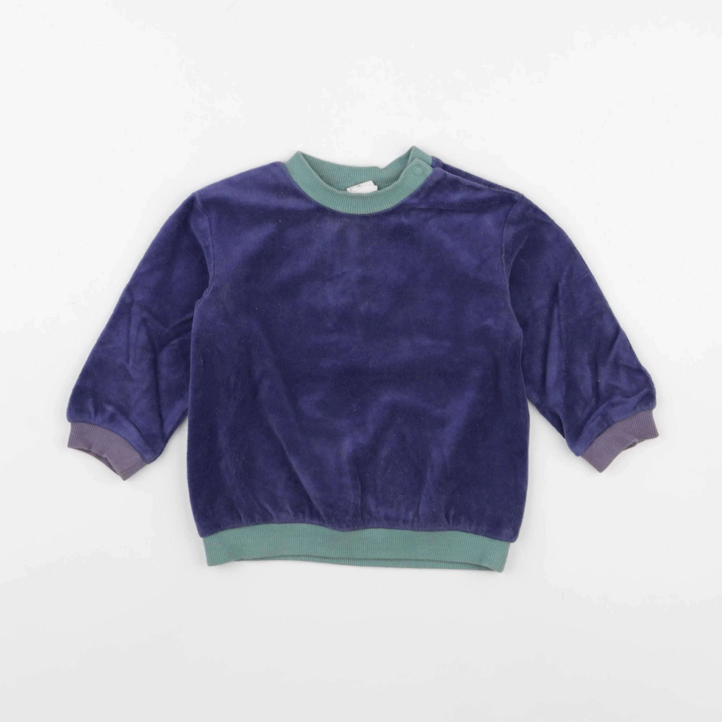 H&M - sweat bleu - 9/12 mois