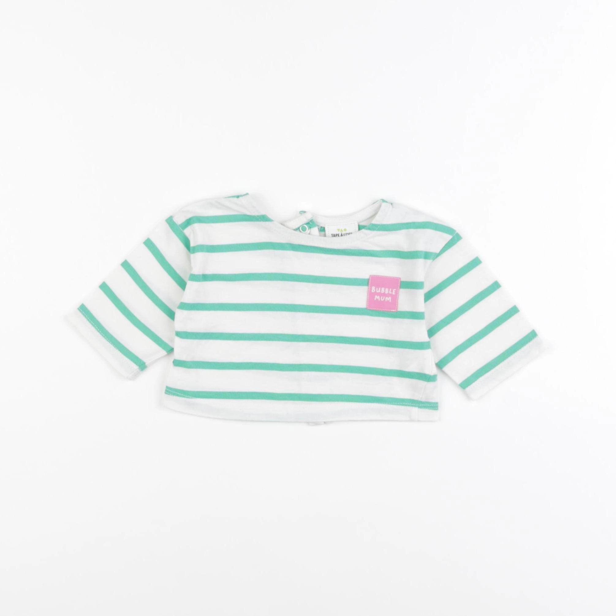 Tape à l'oeil - tee-shirt blanc, vert - 1 mois