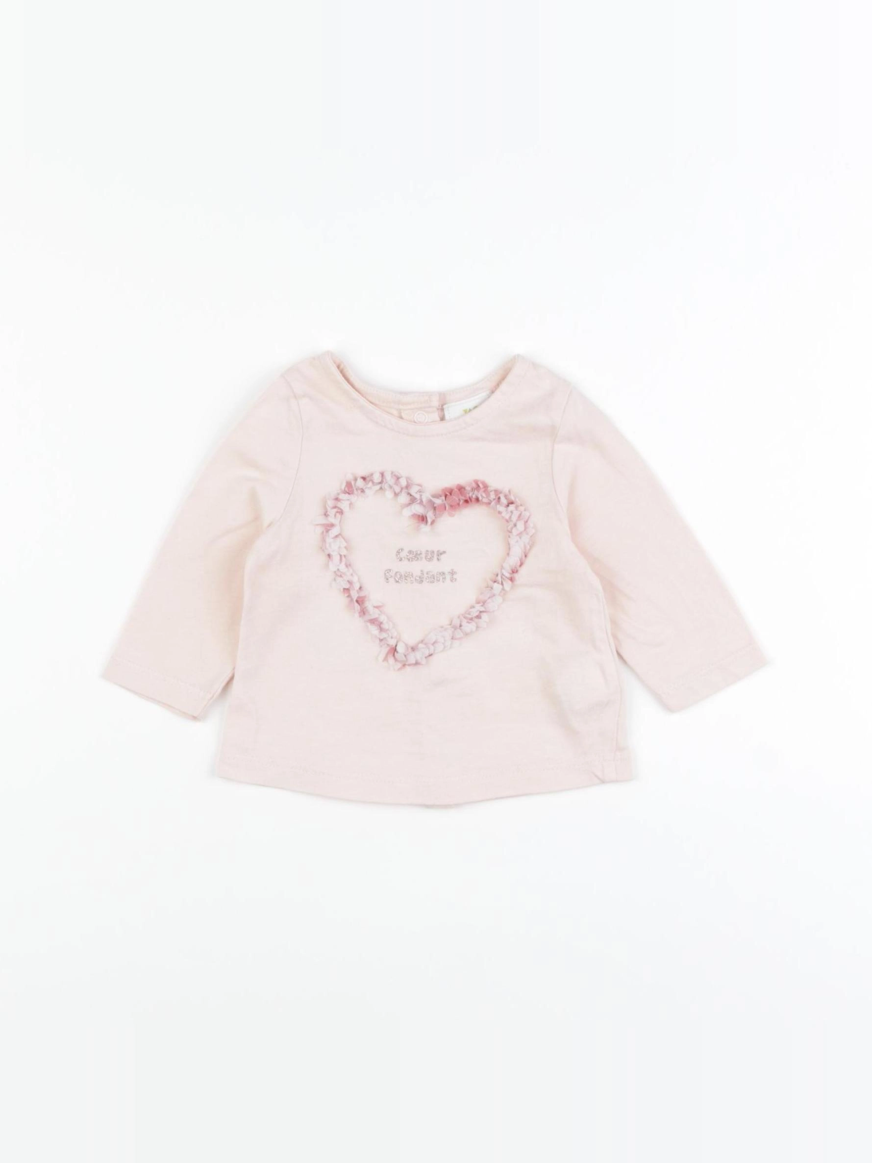 Tape à l'oeil - tee-shirt rose - 1 mois