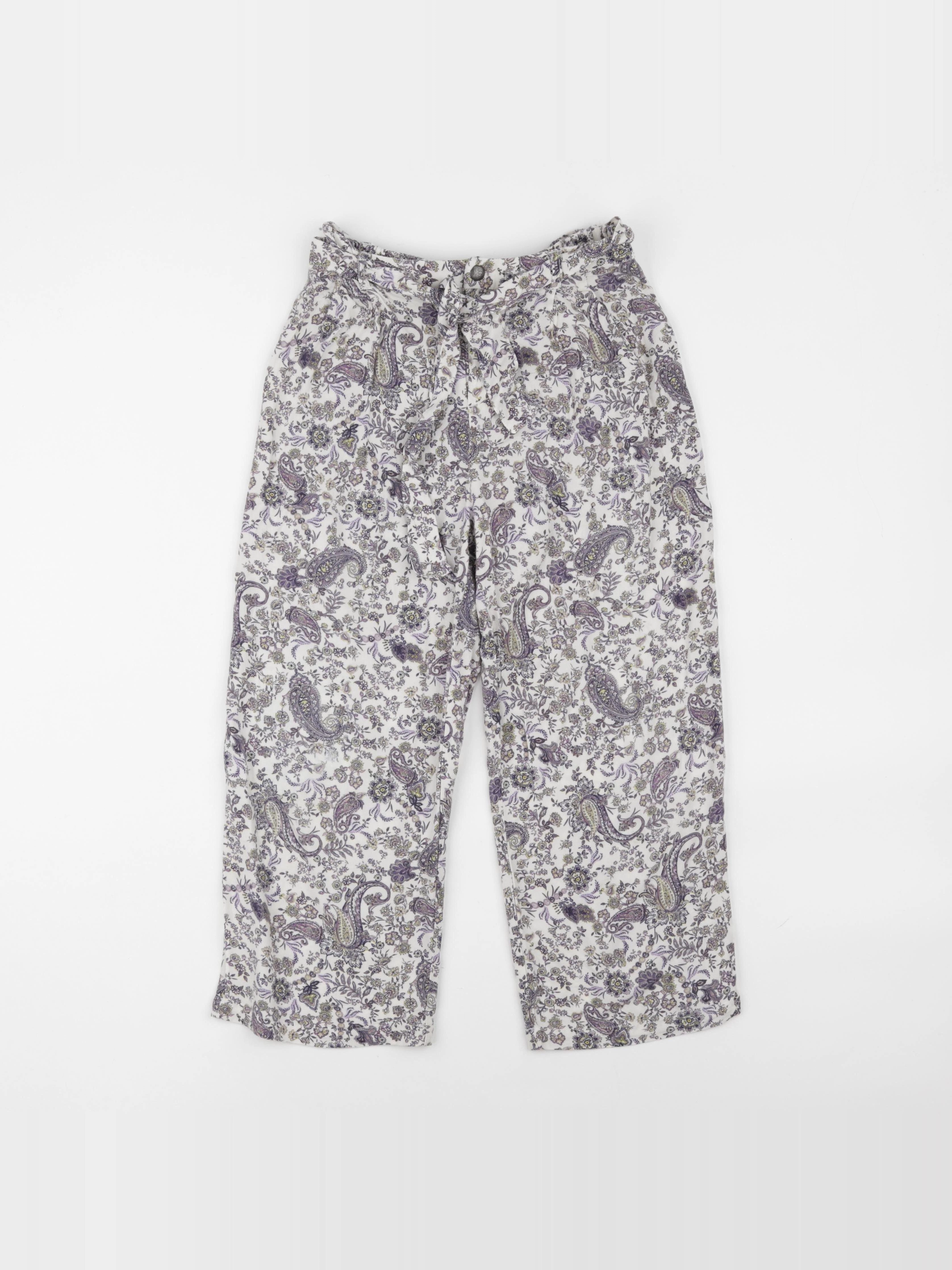 IKKS - pantalon blanc, violet - 10 ans