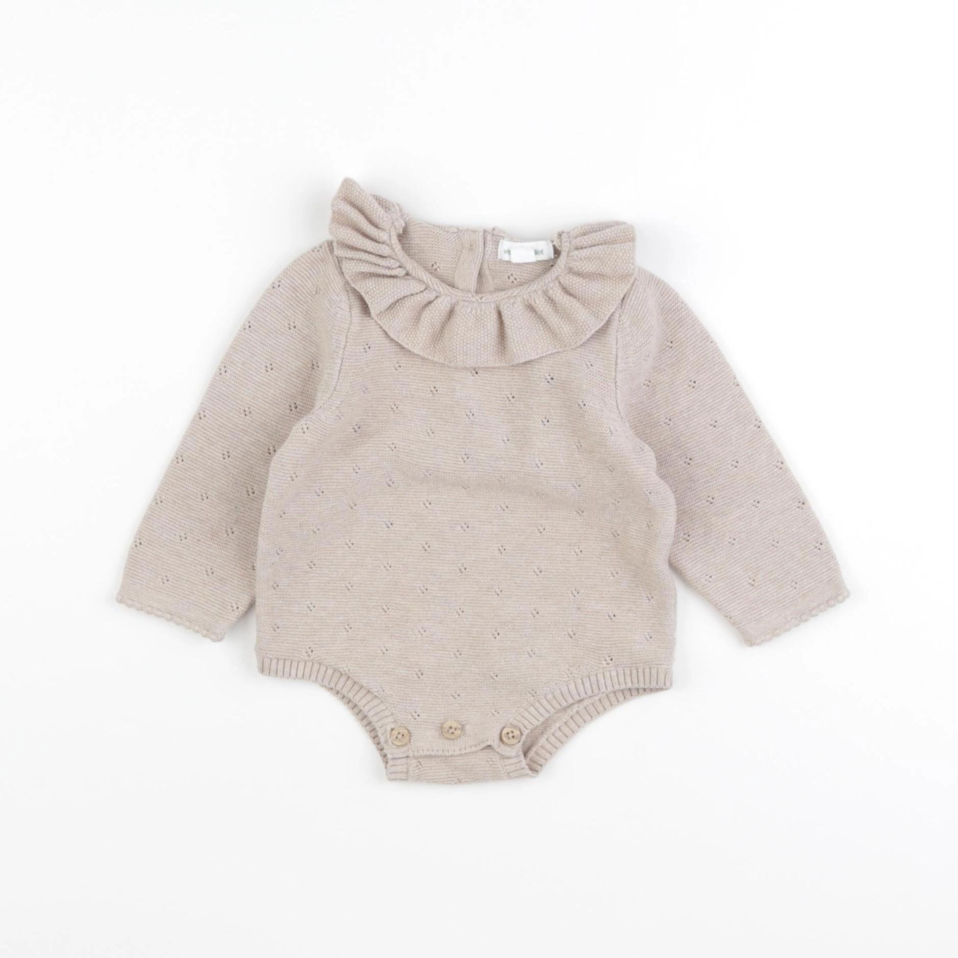 Vertbaudet - combinaison beige - 3 mois