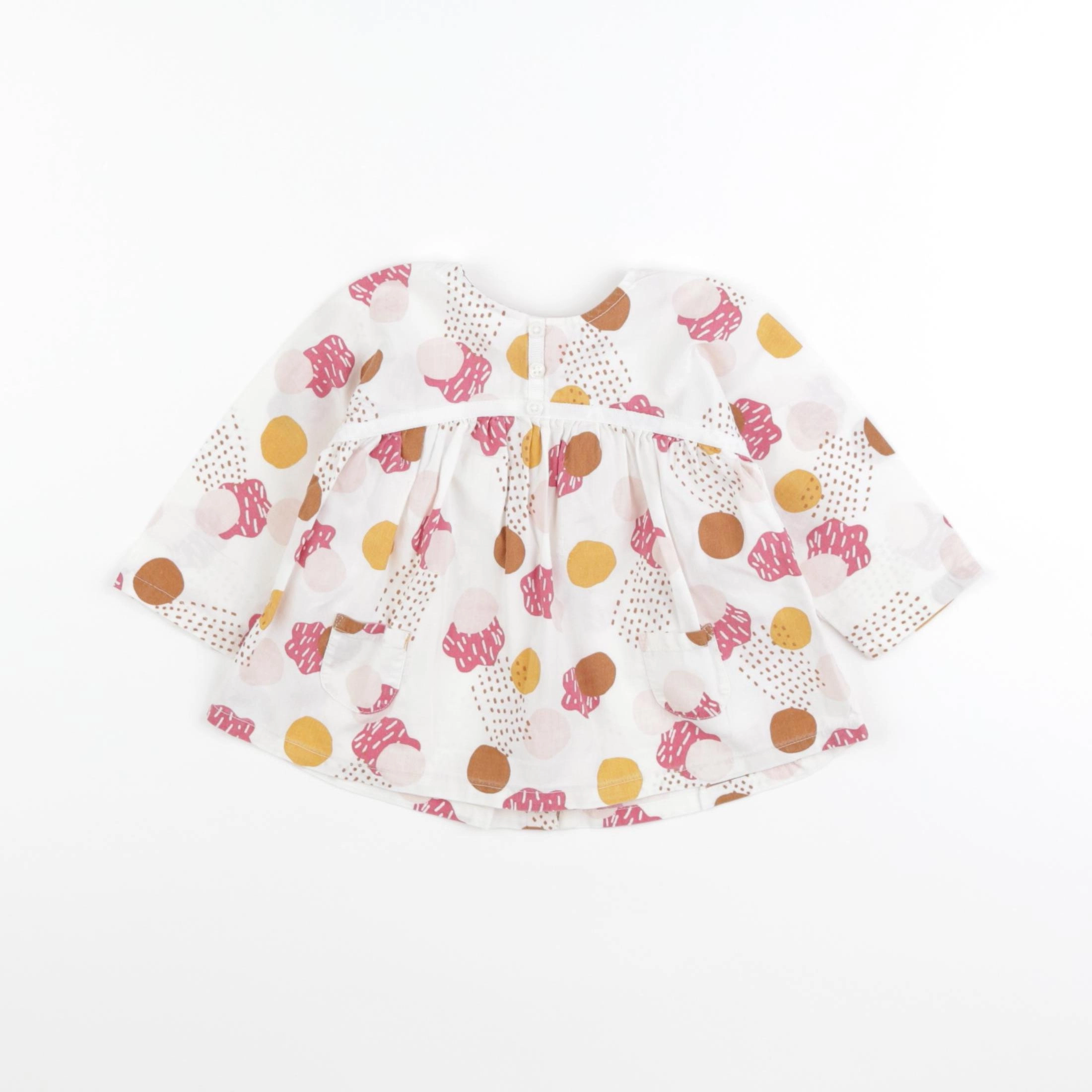 Vertbaudet - blouse blanc, rose - 6 mois