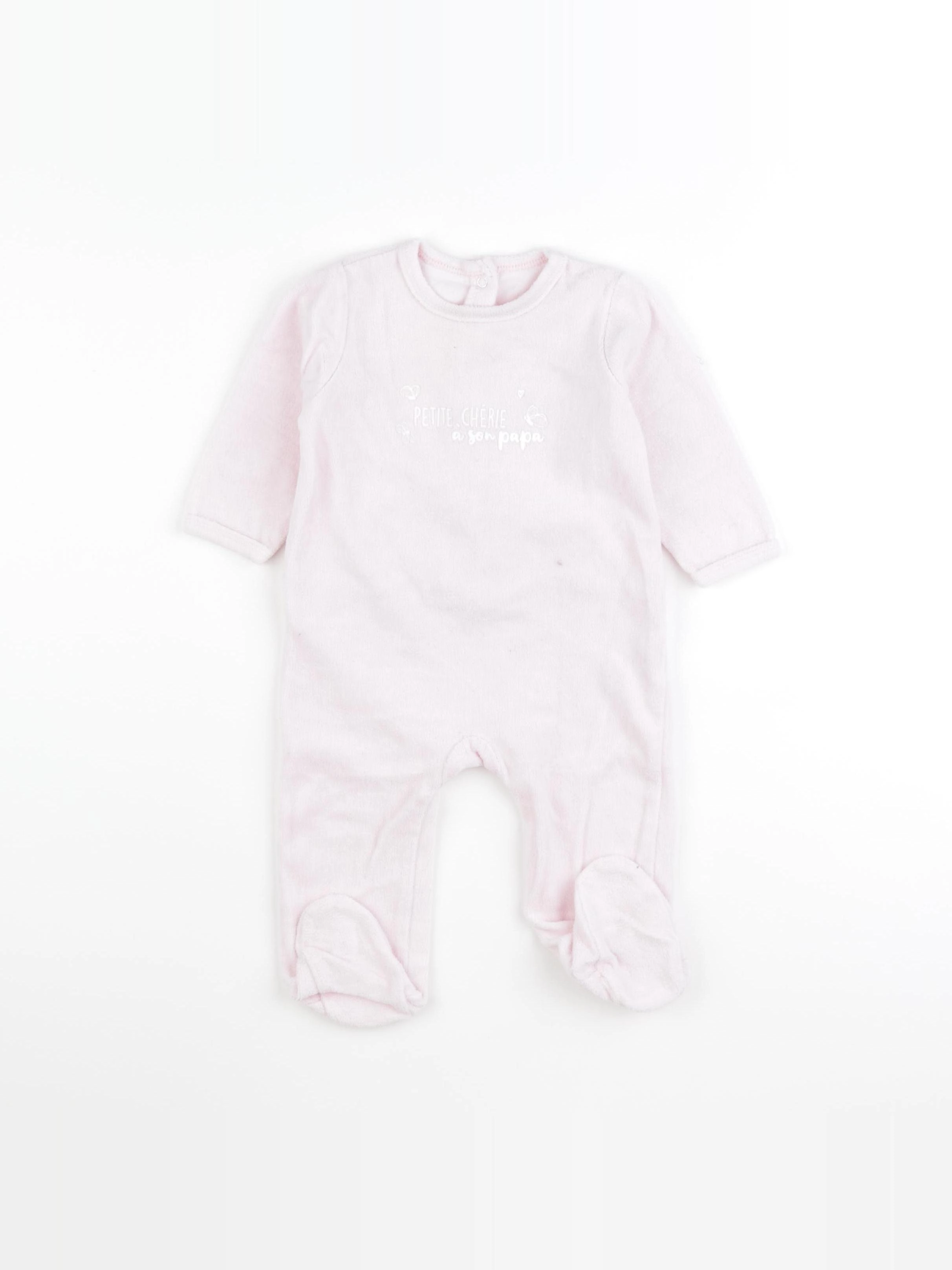 Vertbaudet - pyjama velours rose - 9 mois