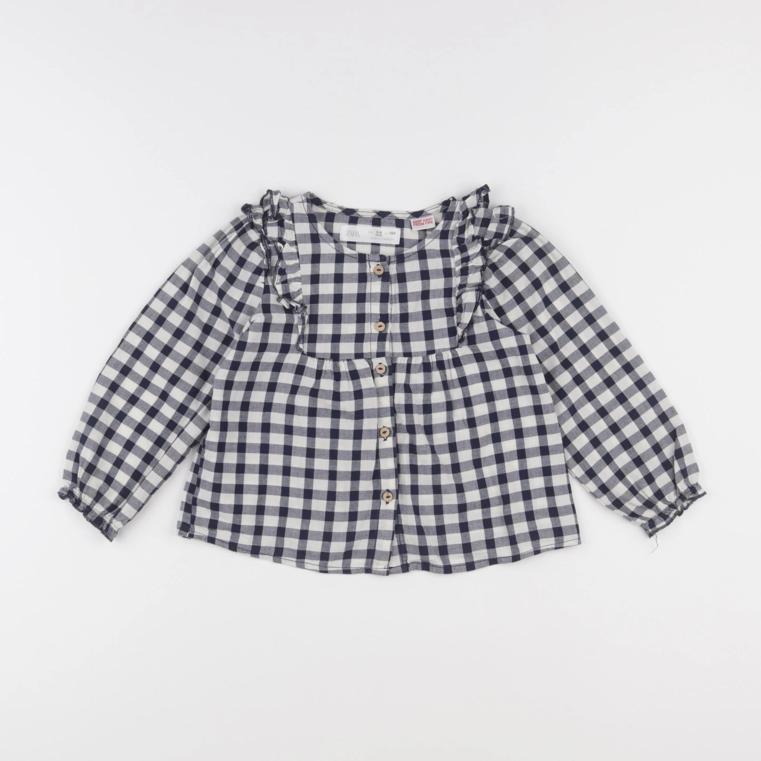 Zara - blouse bleu, blanc - 3/4 ans