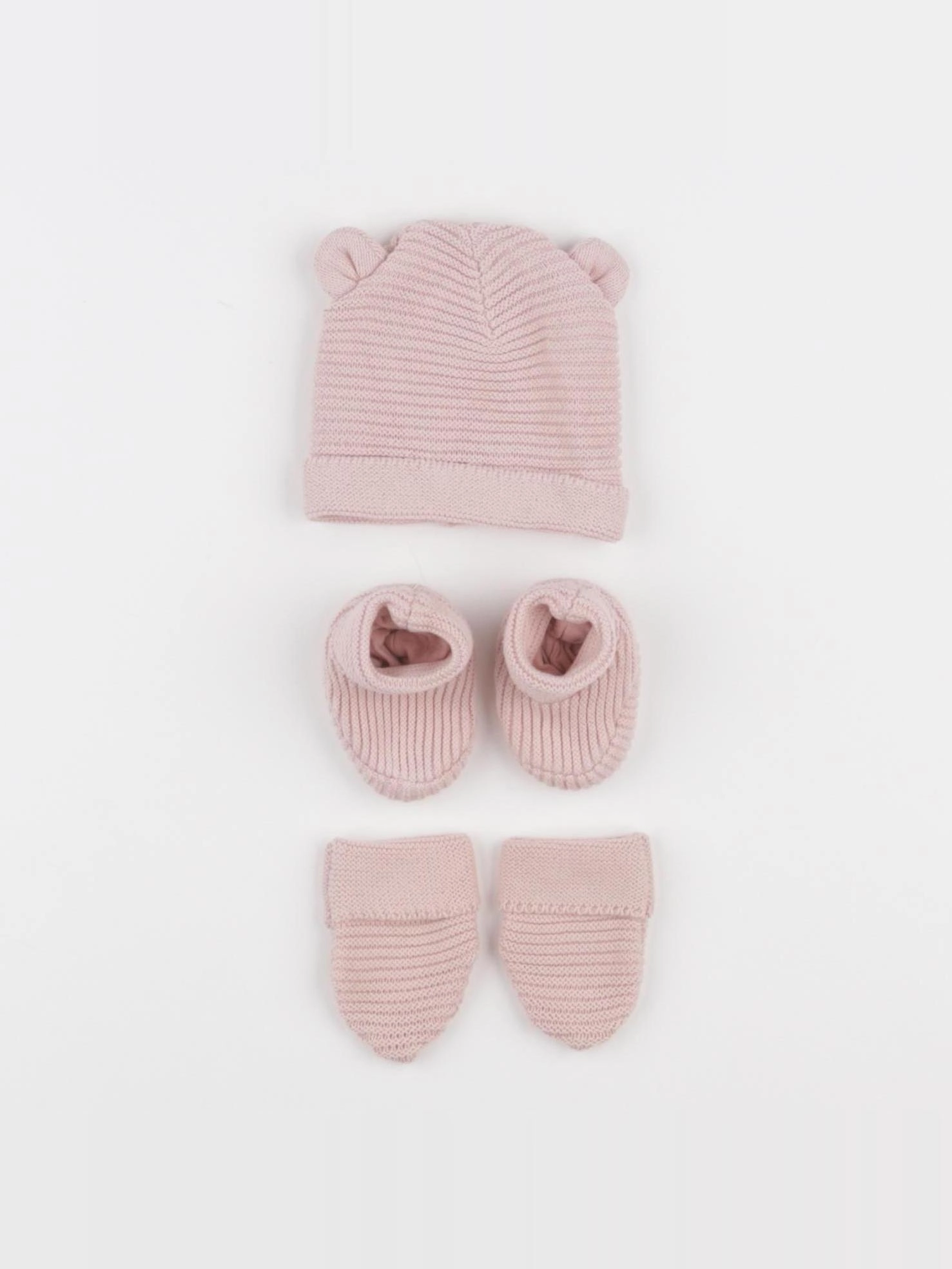 Vertbaudet - ensemble bonnet/moufles rose - Prématuré