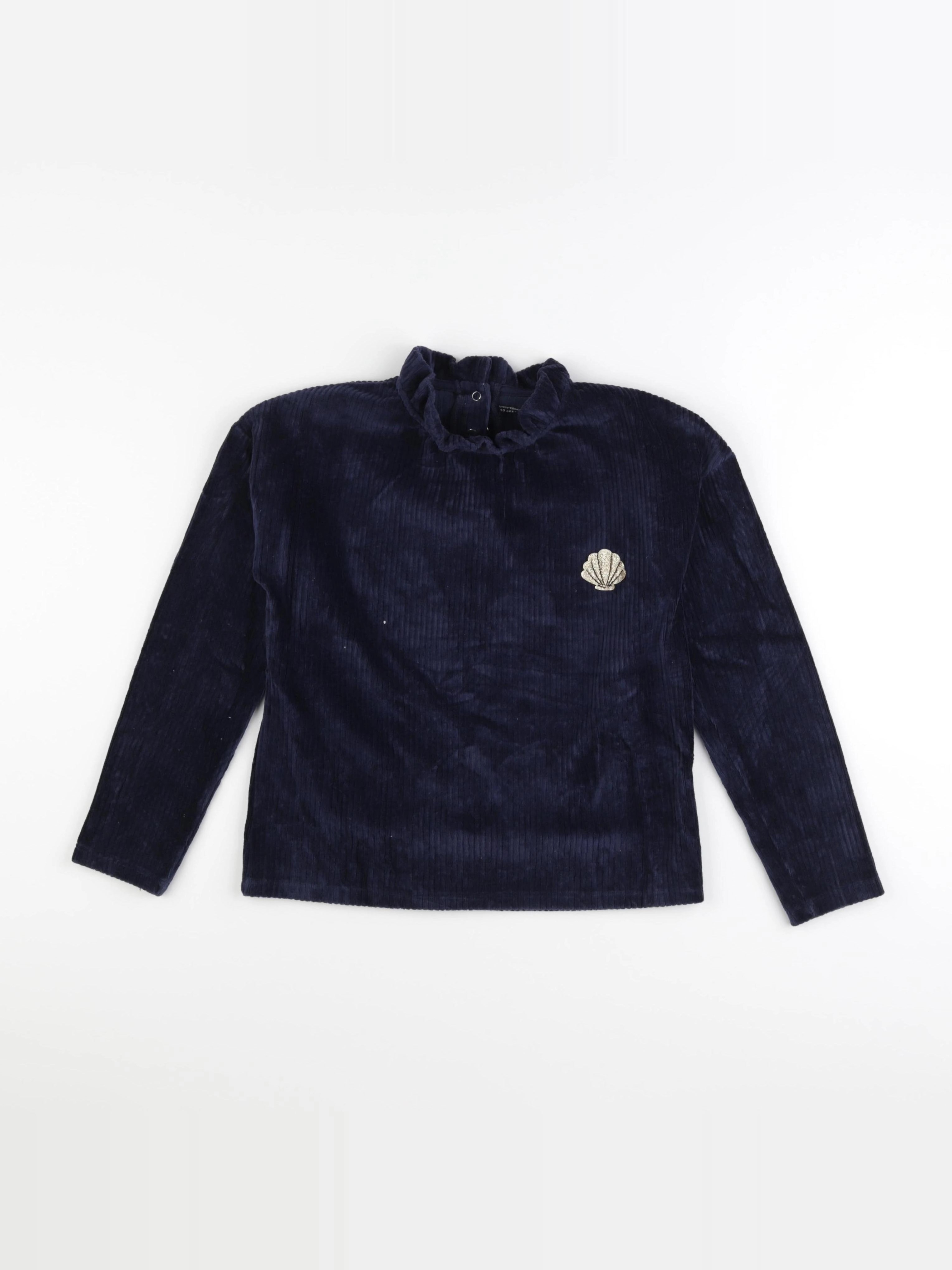 Vertbaudet - sweat velours bleu - 10 ans