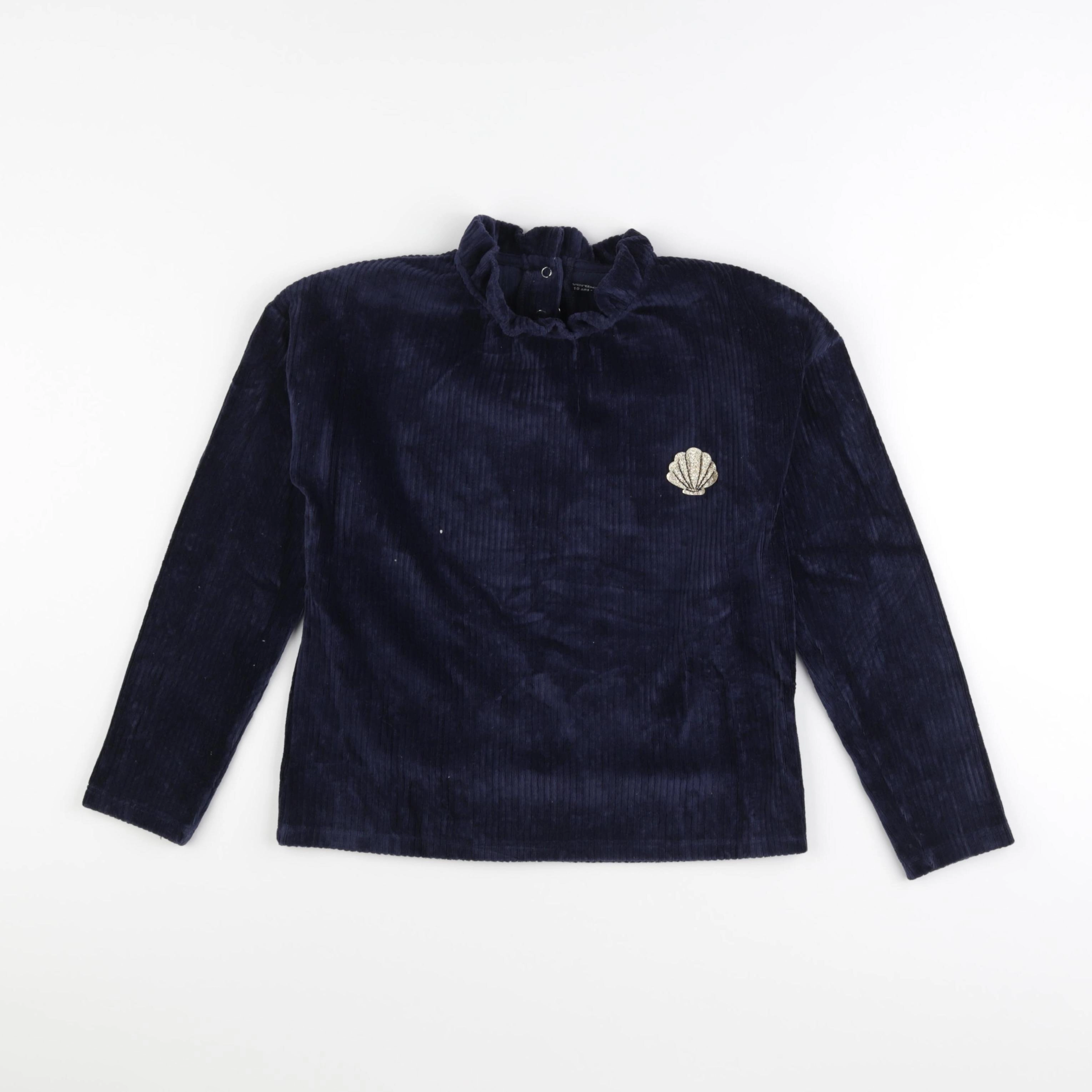Vertbaudet - sweat velours bleu - 10 ans
