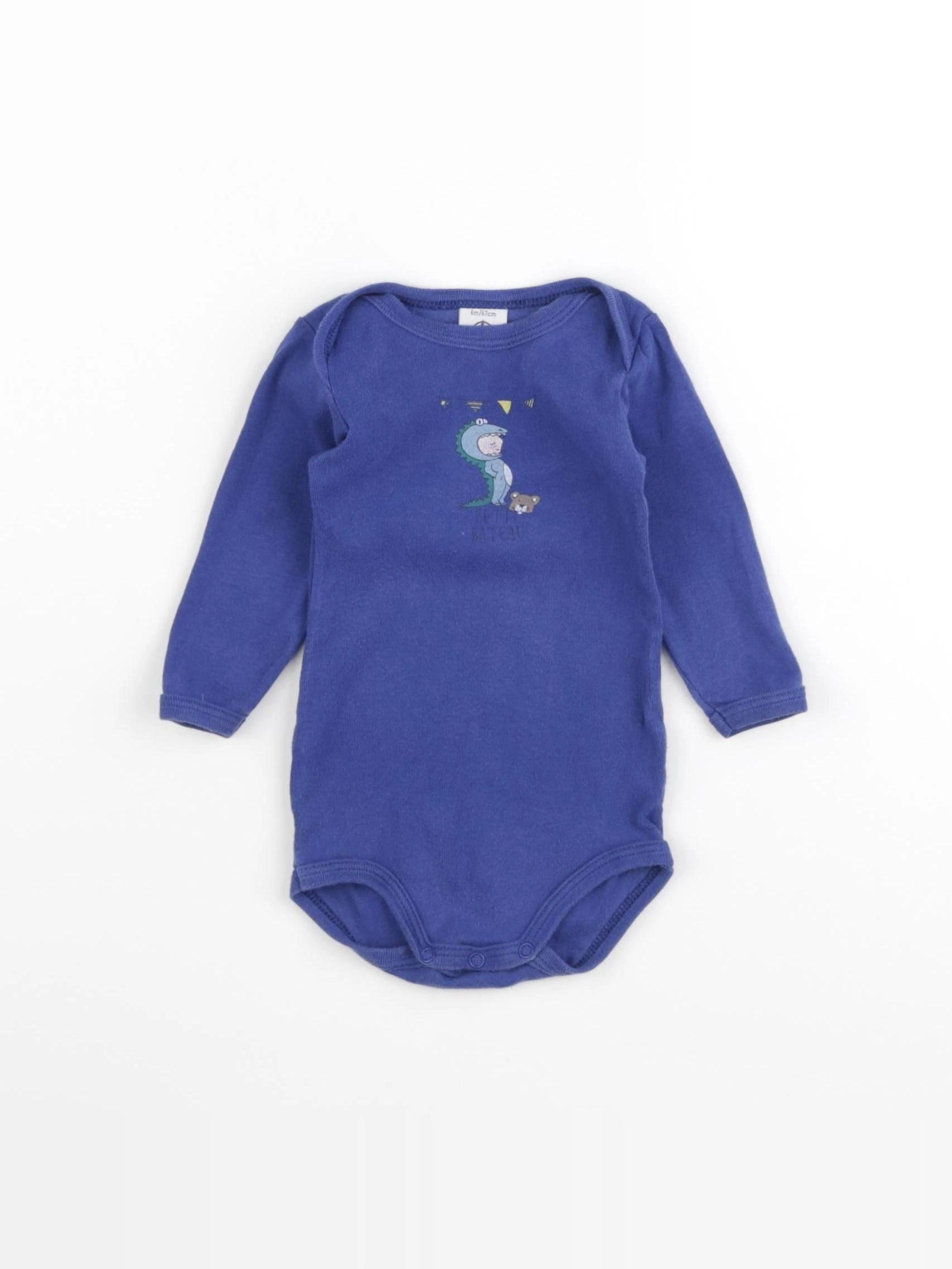 Petit Bateau - body bleu - 6 mois