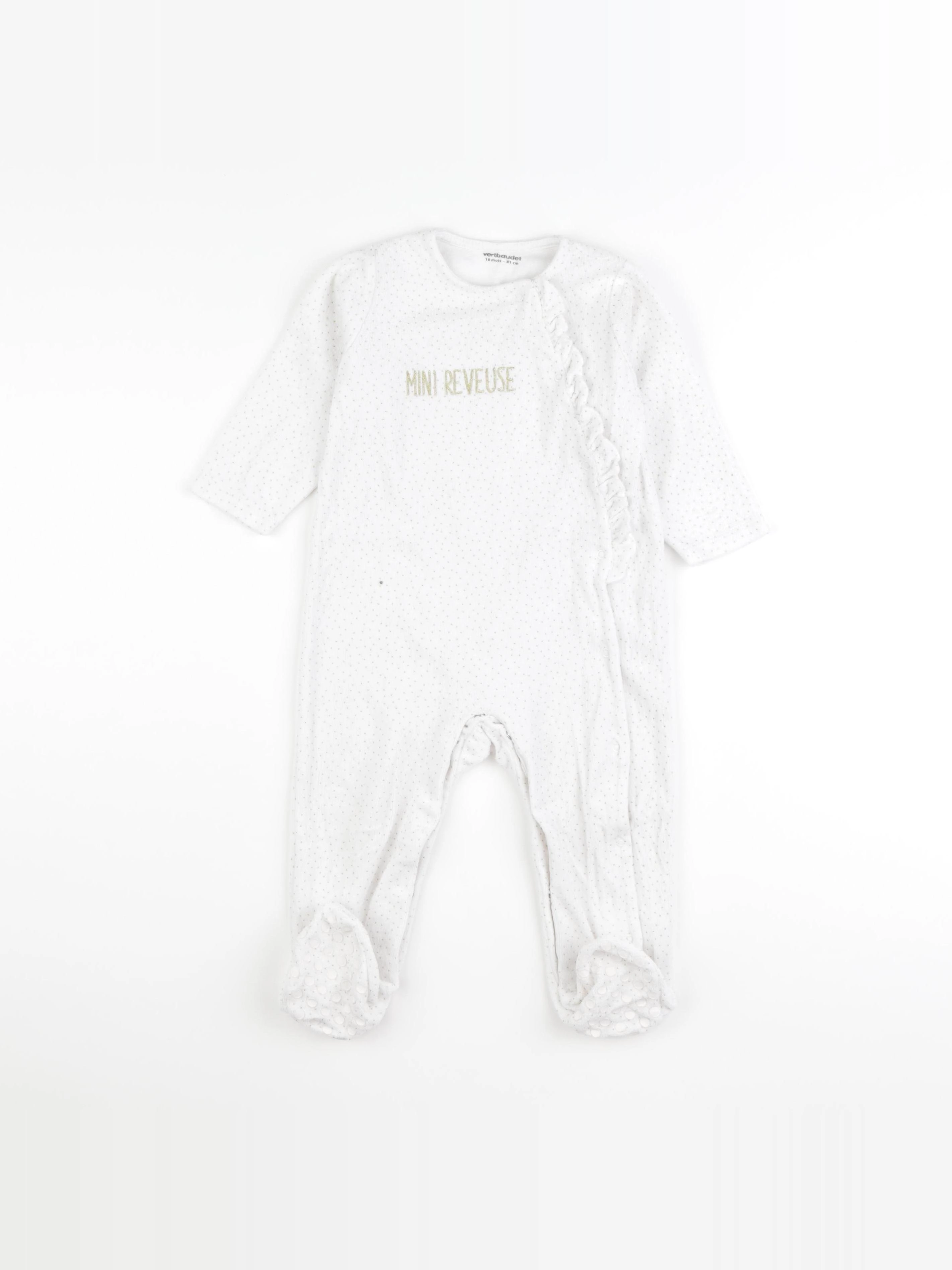 Vertbaudet - pyjama velours blanc - 18 mois