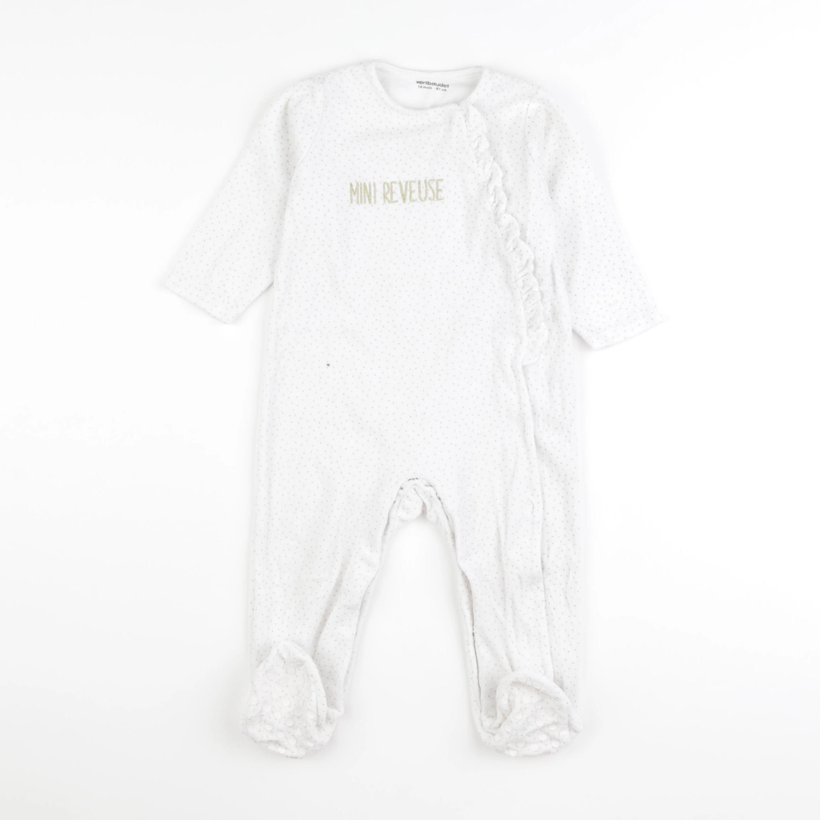 Vertbaudet - pyjama velours blanc - 18 mois