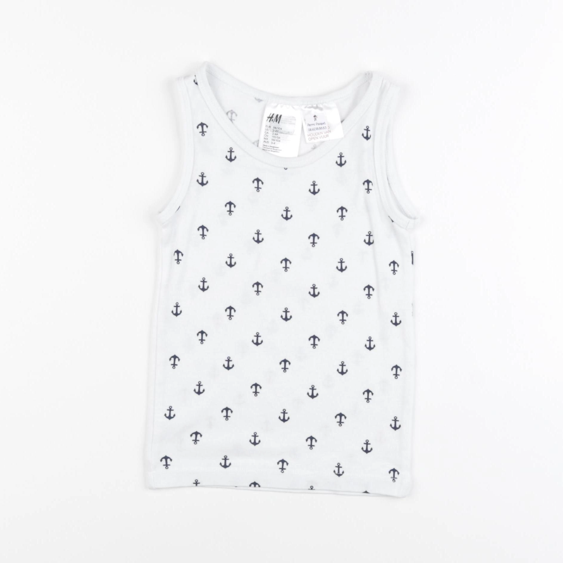 H&M - débardeur blanc, bleu - 2/4 ans