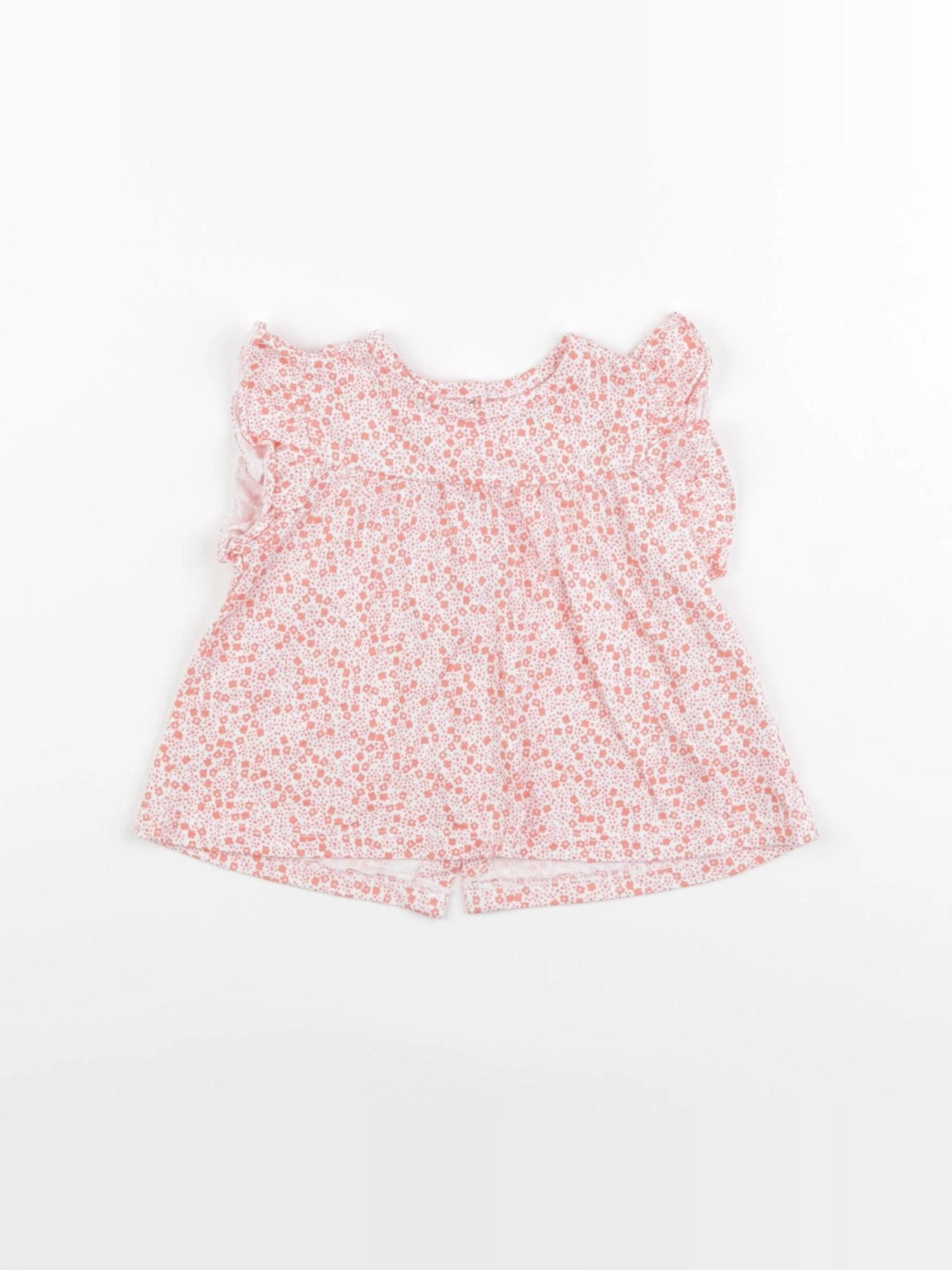 Vertbaudet - tee-shirt blanc, orange - 9 mois
