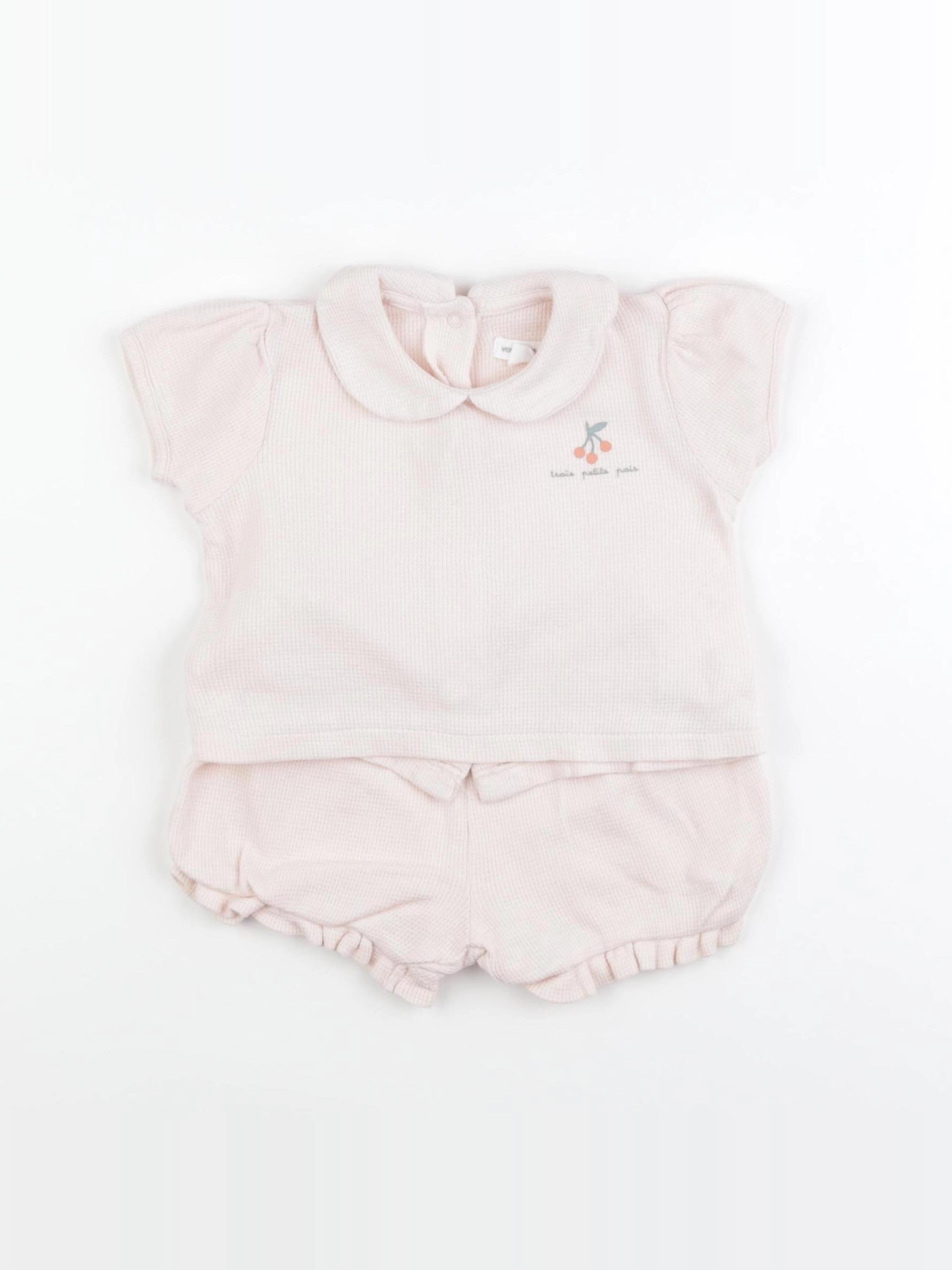 Vertbaudet - ensemble rose - 9 mois