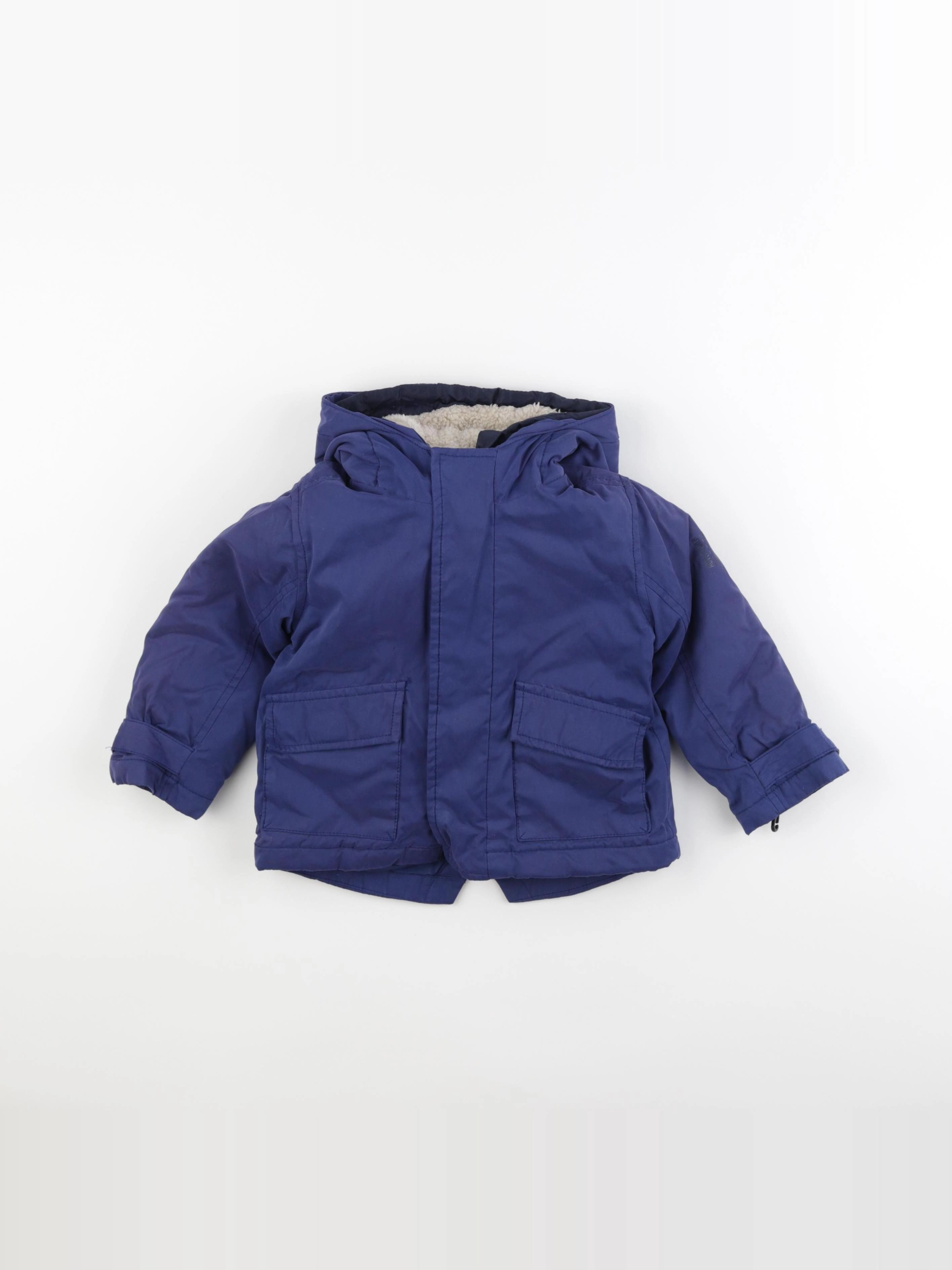 Vertbaudet - manteau doublure amovible bleu - 2 ans