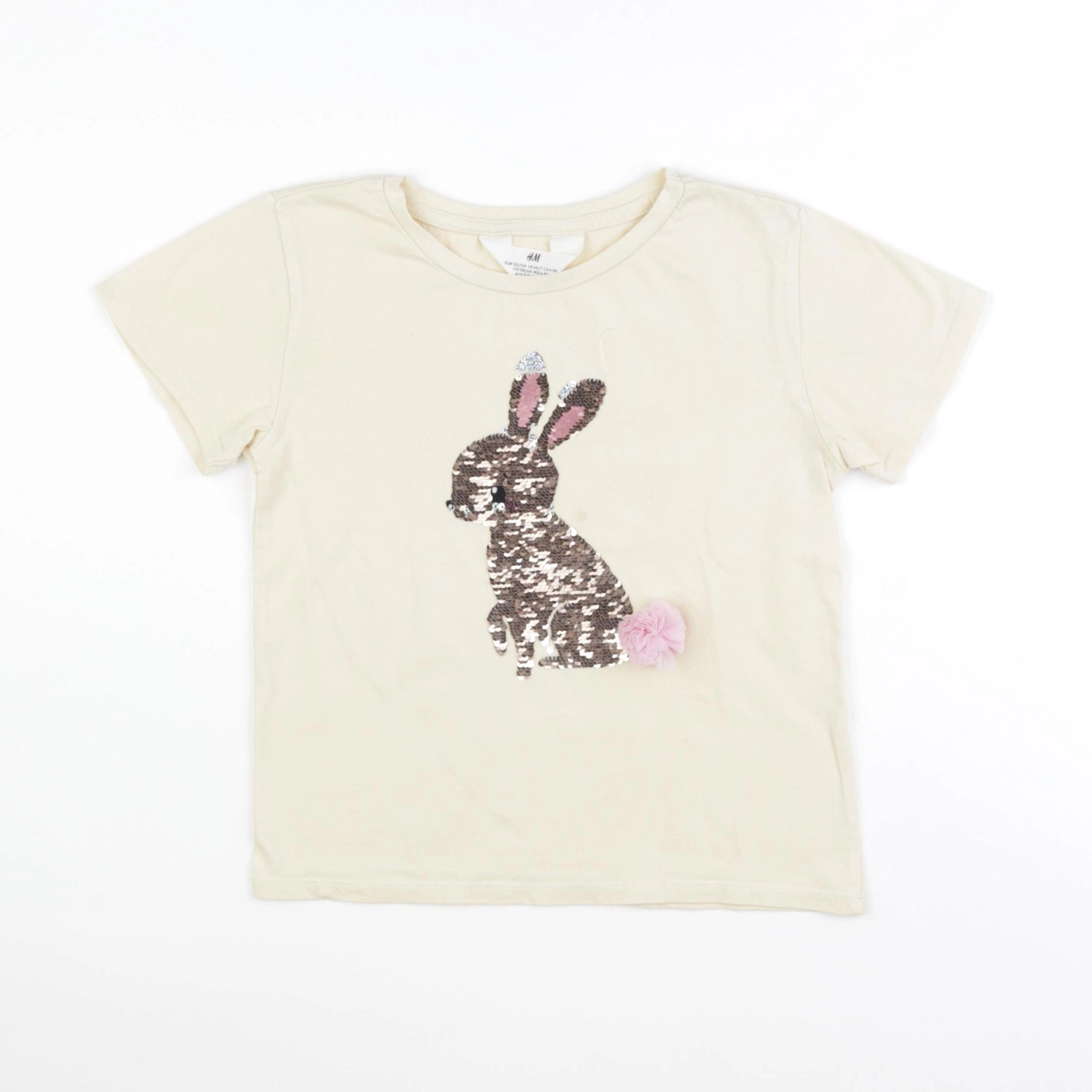 H&M - tee-shirt beige - 6/8 ans