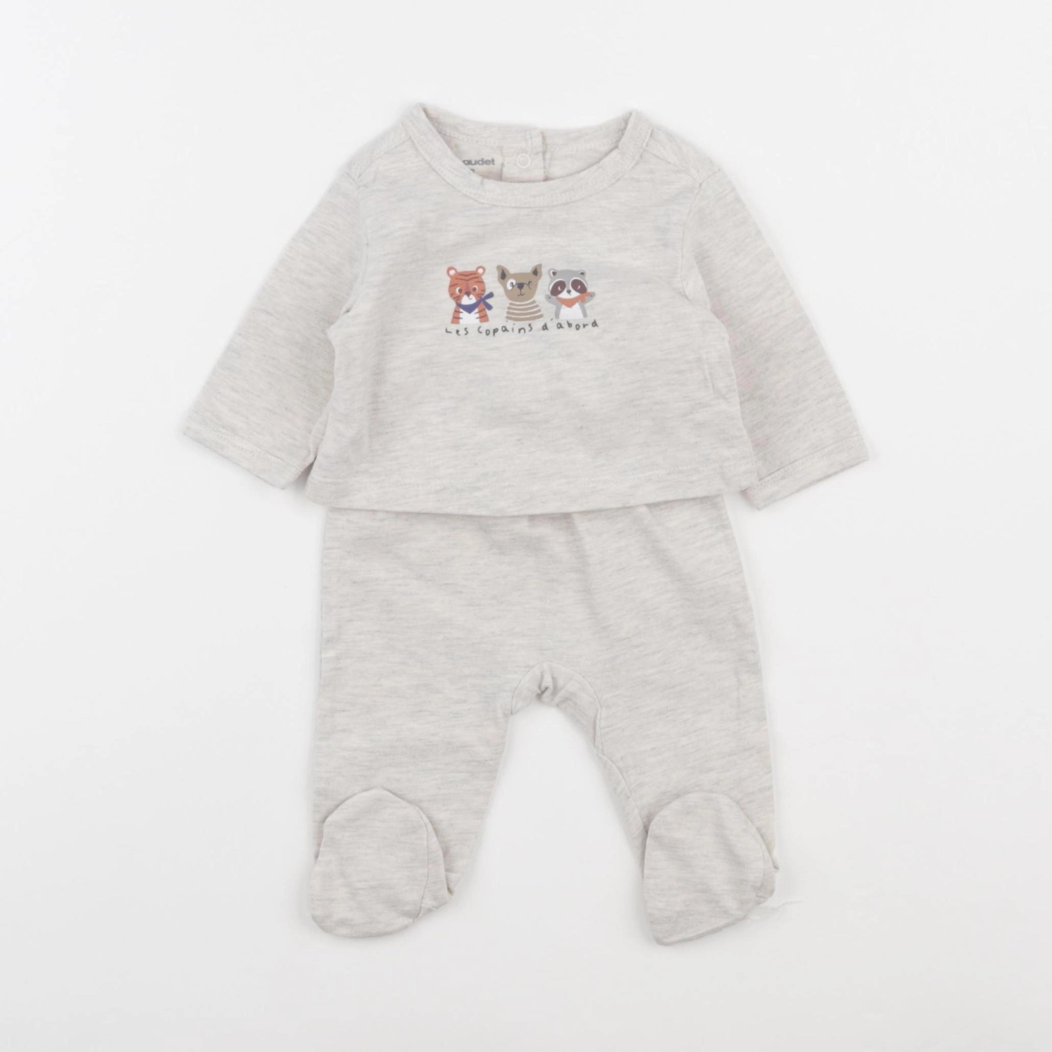 Vertbaudet - pyjama coton beige - 0 mois