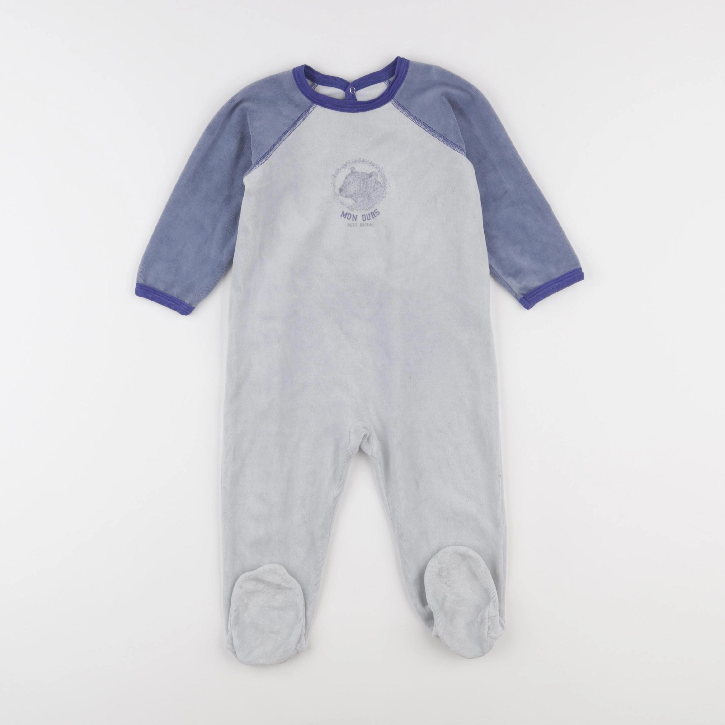 Petit Bateau - pyjama velours bleu - 18 mois